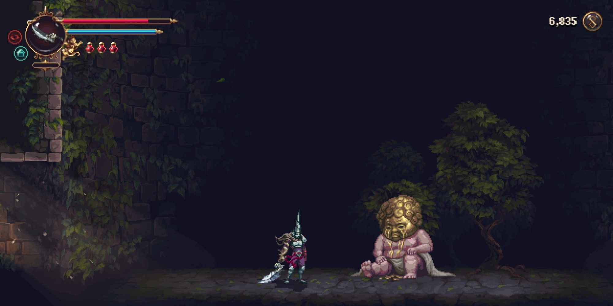 A screenshot showing Próximo from Blasphemous 2