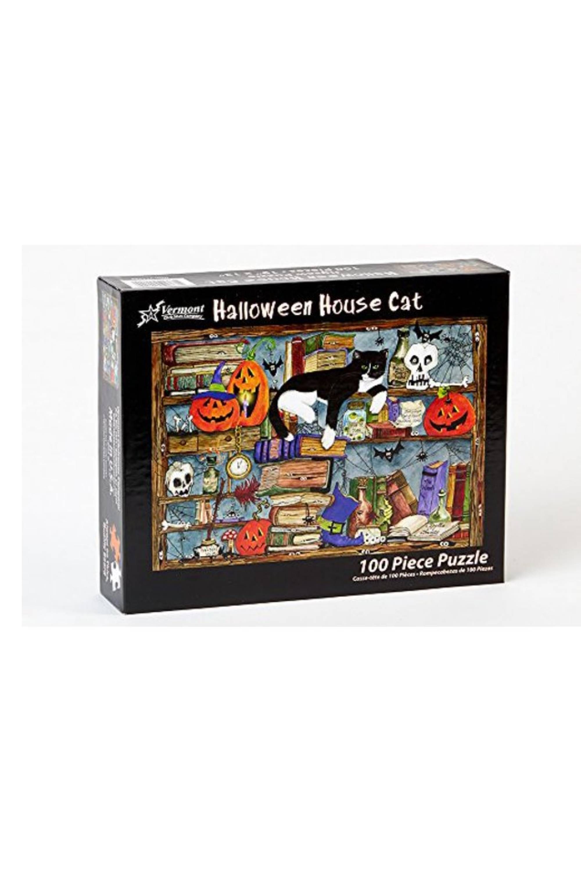 Vermont Christmas Company Halloween House Cat 100-Piece Jigsaw Puzzle