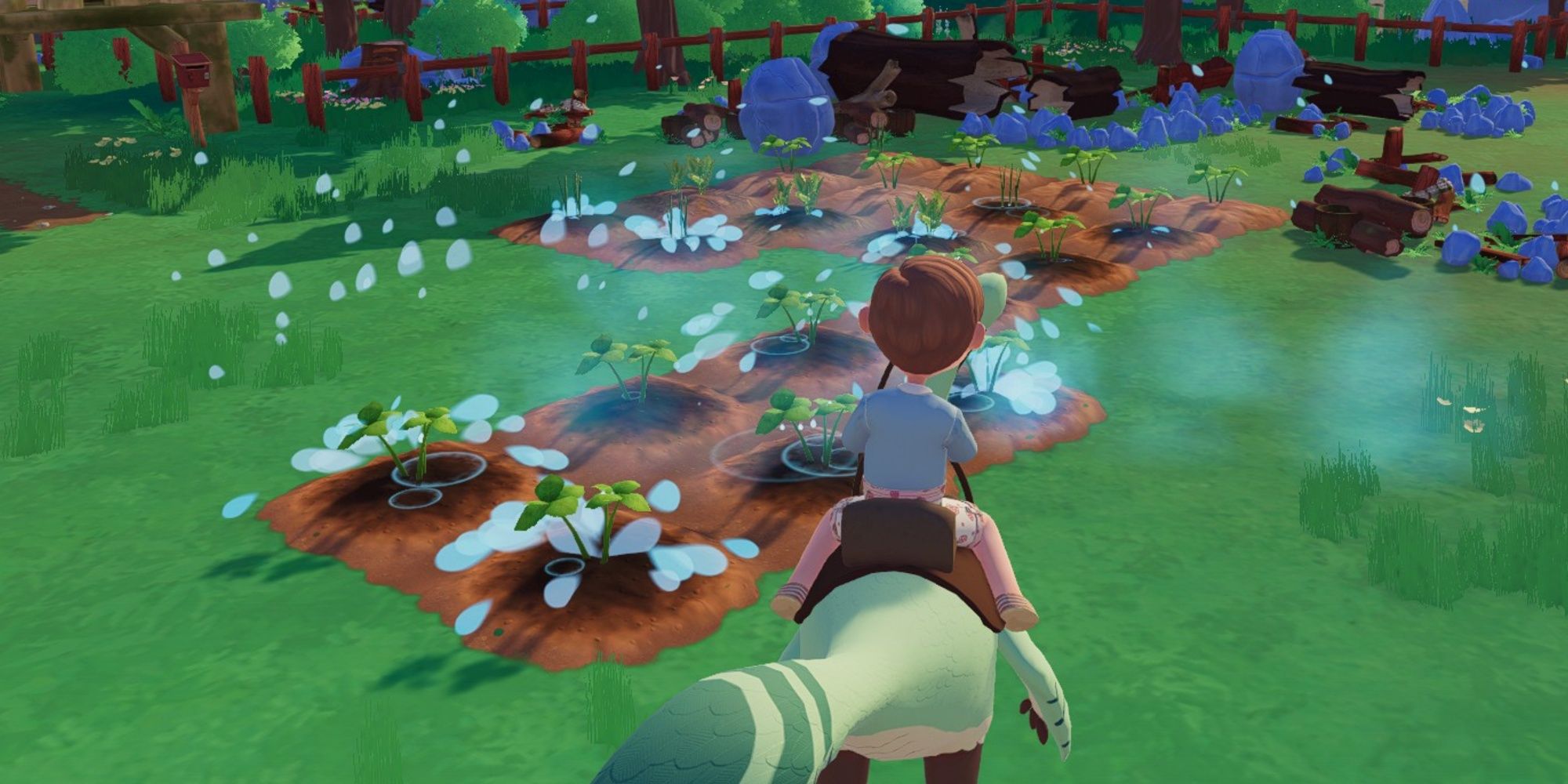 Watering a small patch of crops in Paleo Pines