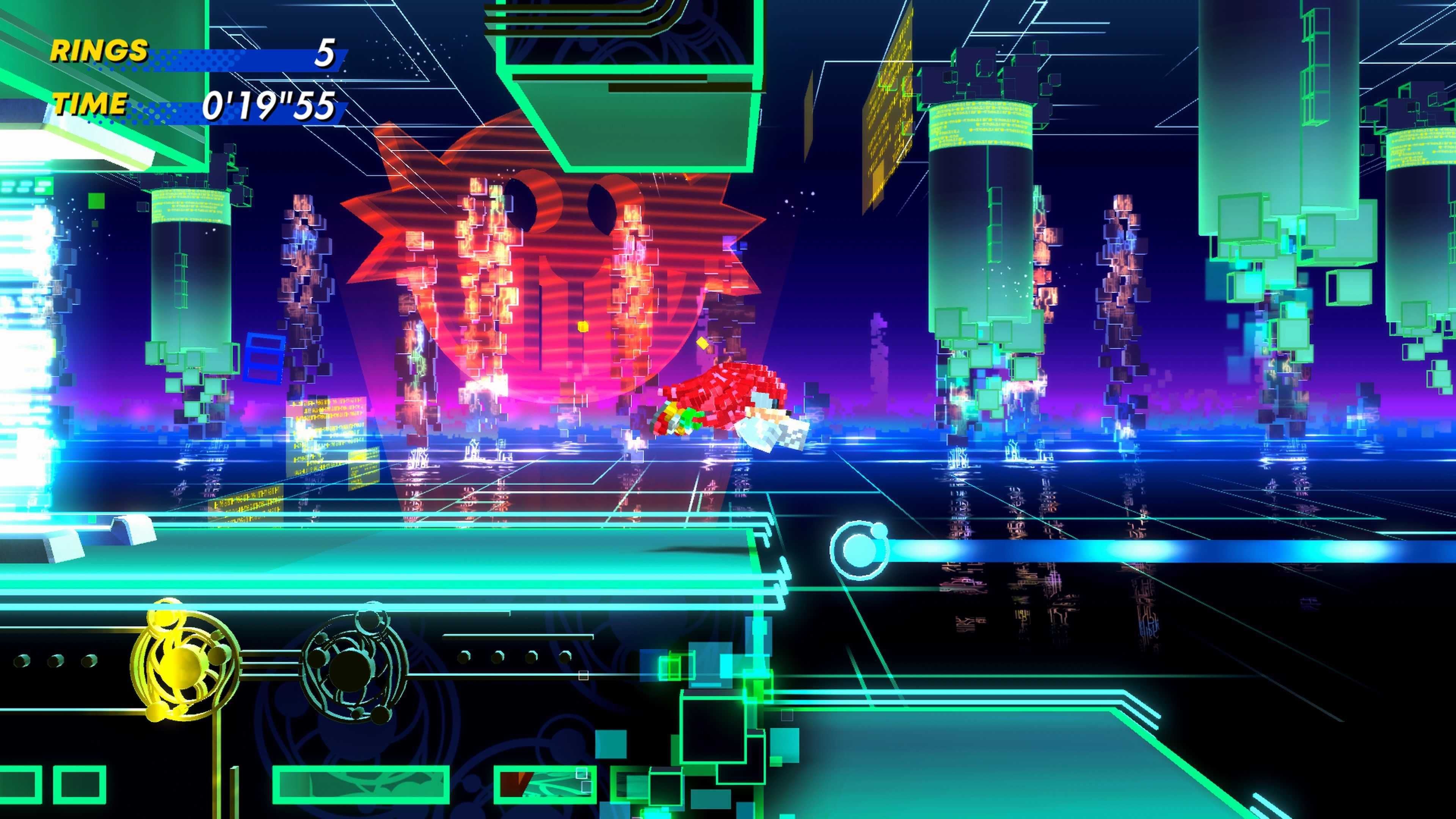 Knuckles glides through the air in Sonic Superstars