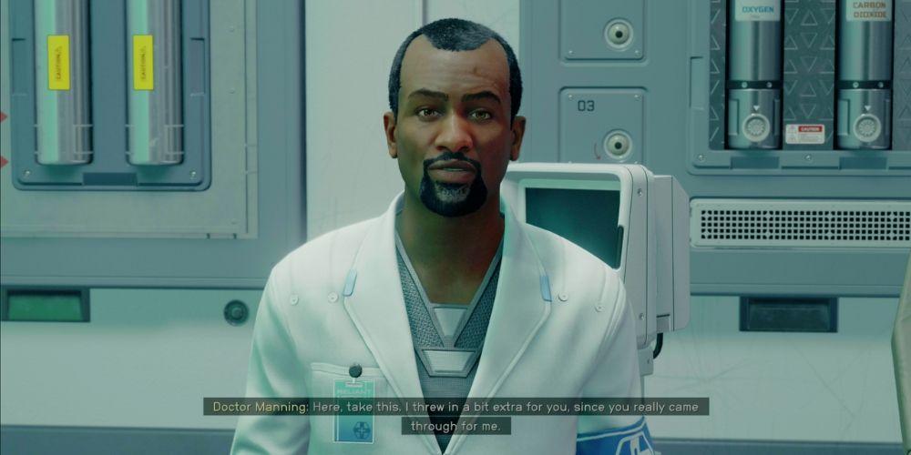 Doctor Manning talking to the main character in Starfield.