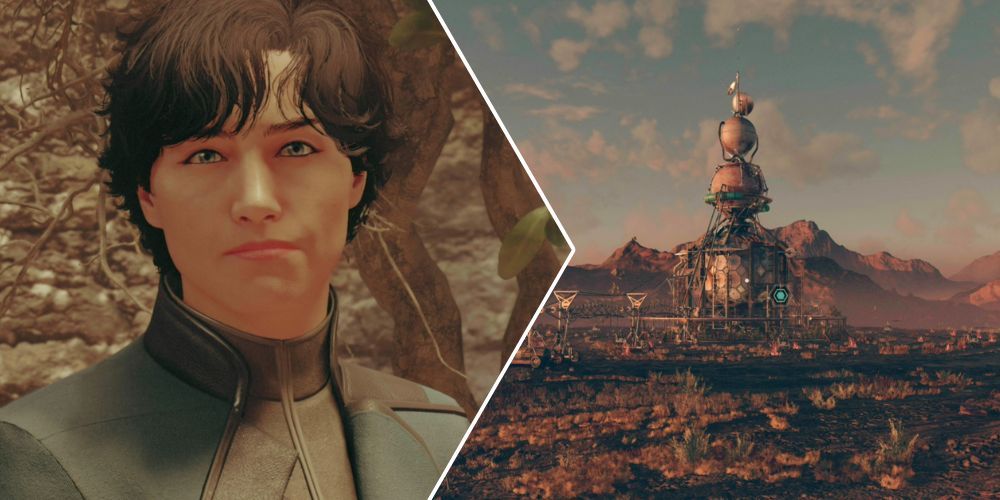 screenshots of Sarah Filburn and her farm in Starfield