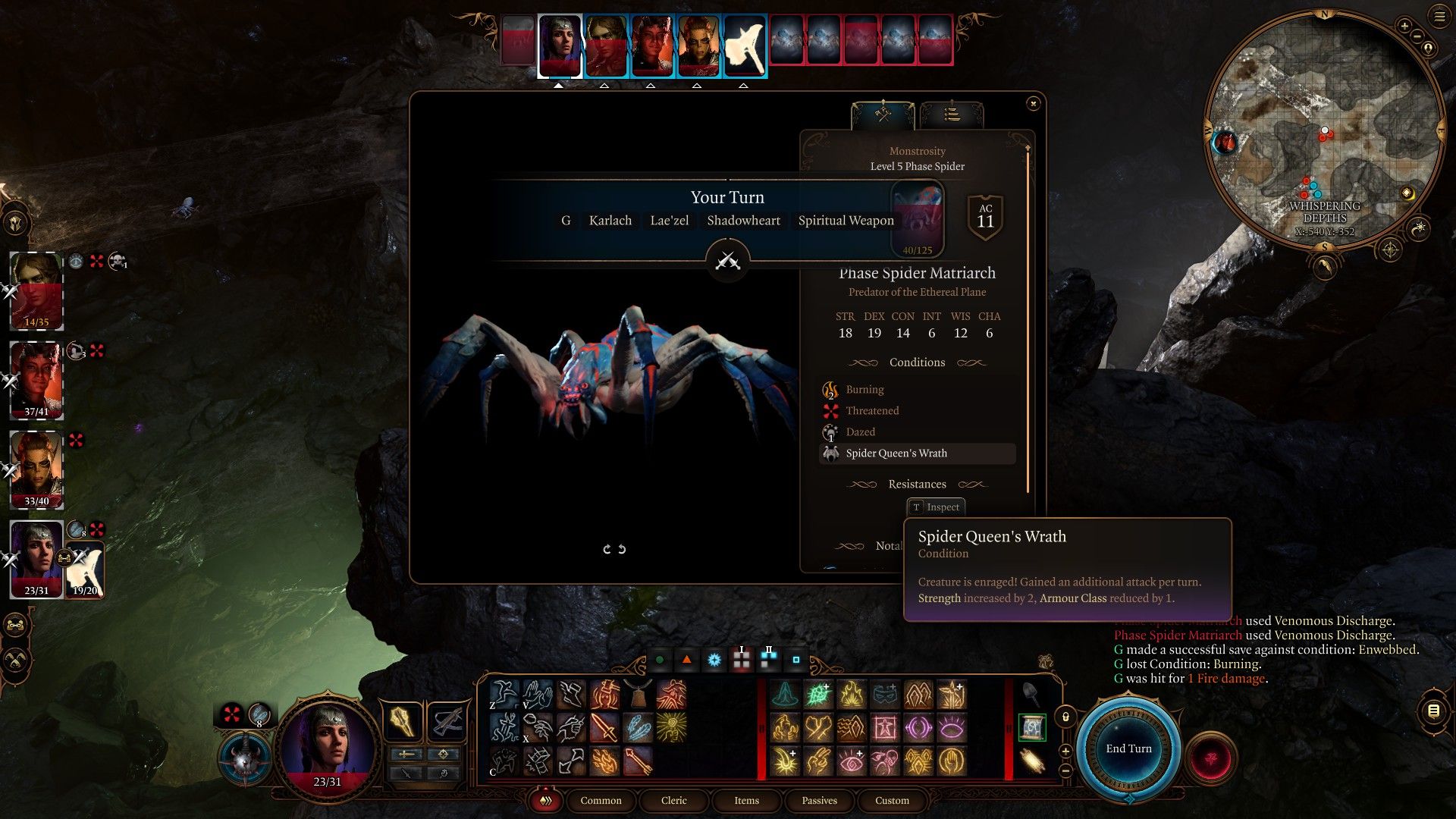 Baldur's Gate 3 Phase Spider Stats menu