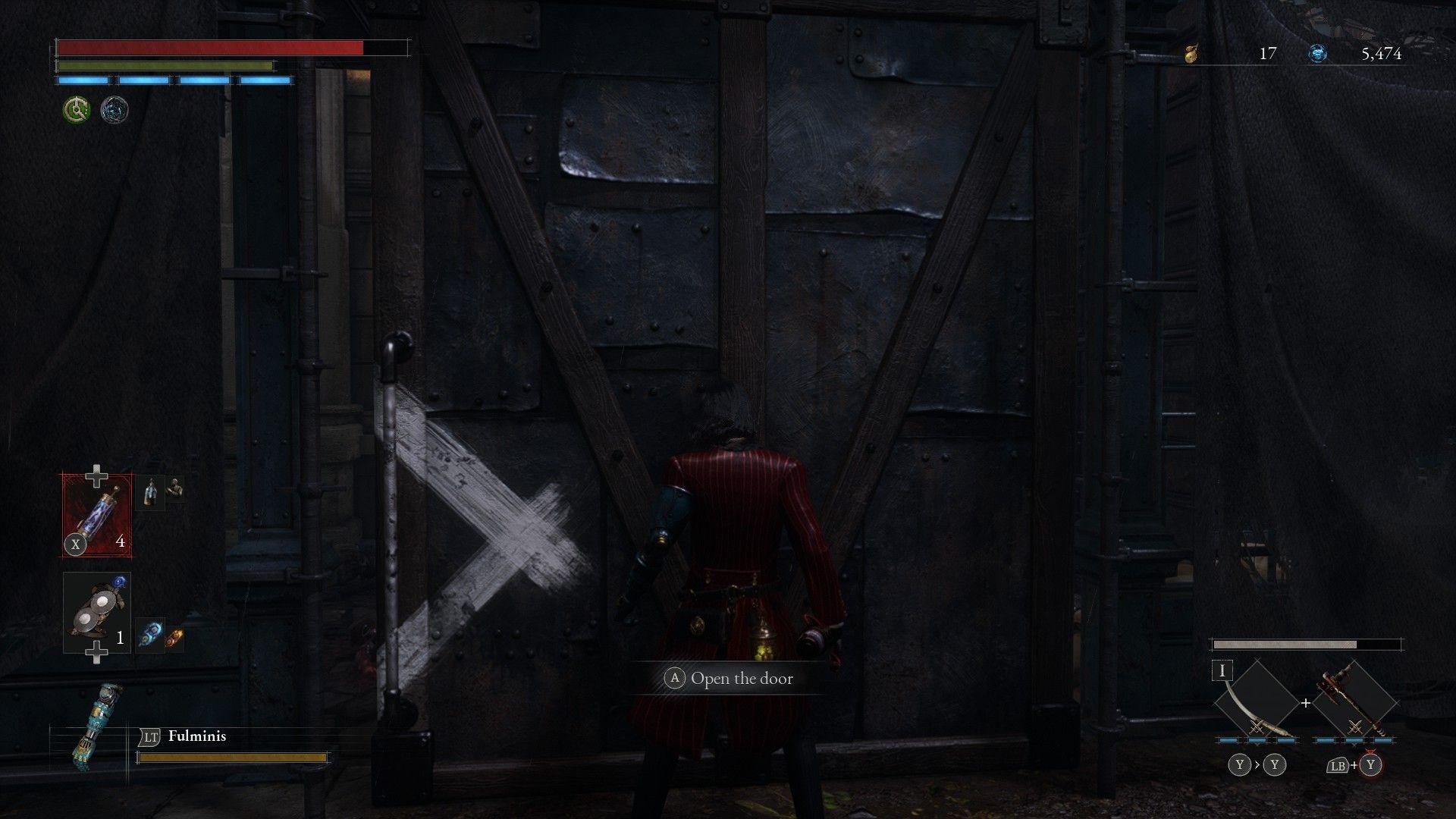 P prepares to open the door to Lorenzini Arcade in Lies of P