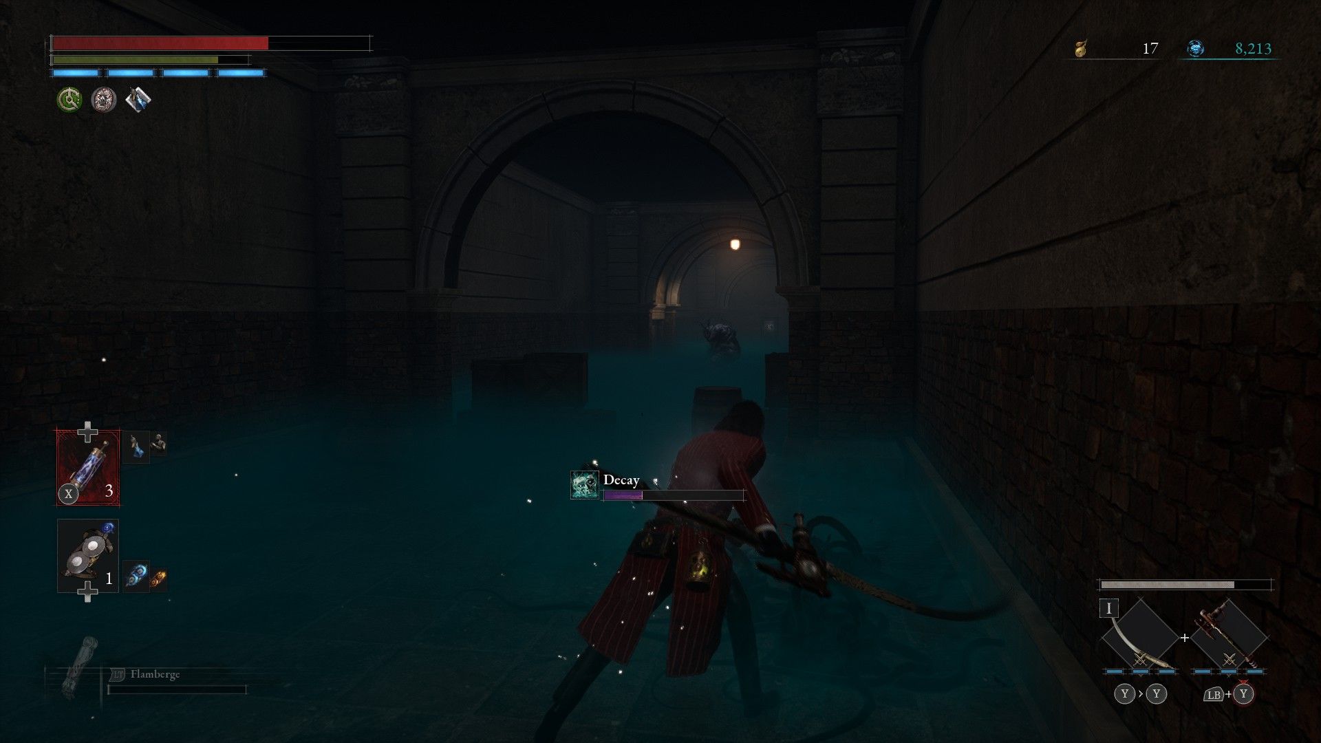 P destroys glob of decay creating gas in underground passageway in Lies of P