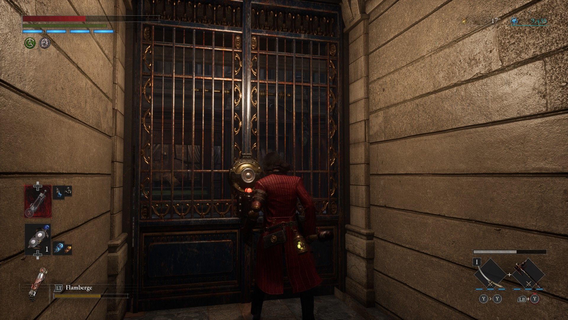 P opens door to the Arcade Stargazer from underground passage in Lies of P