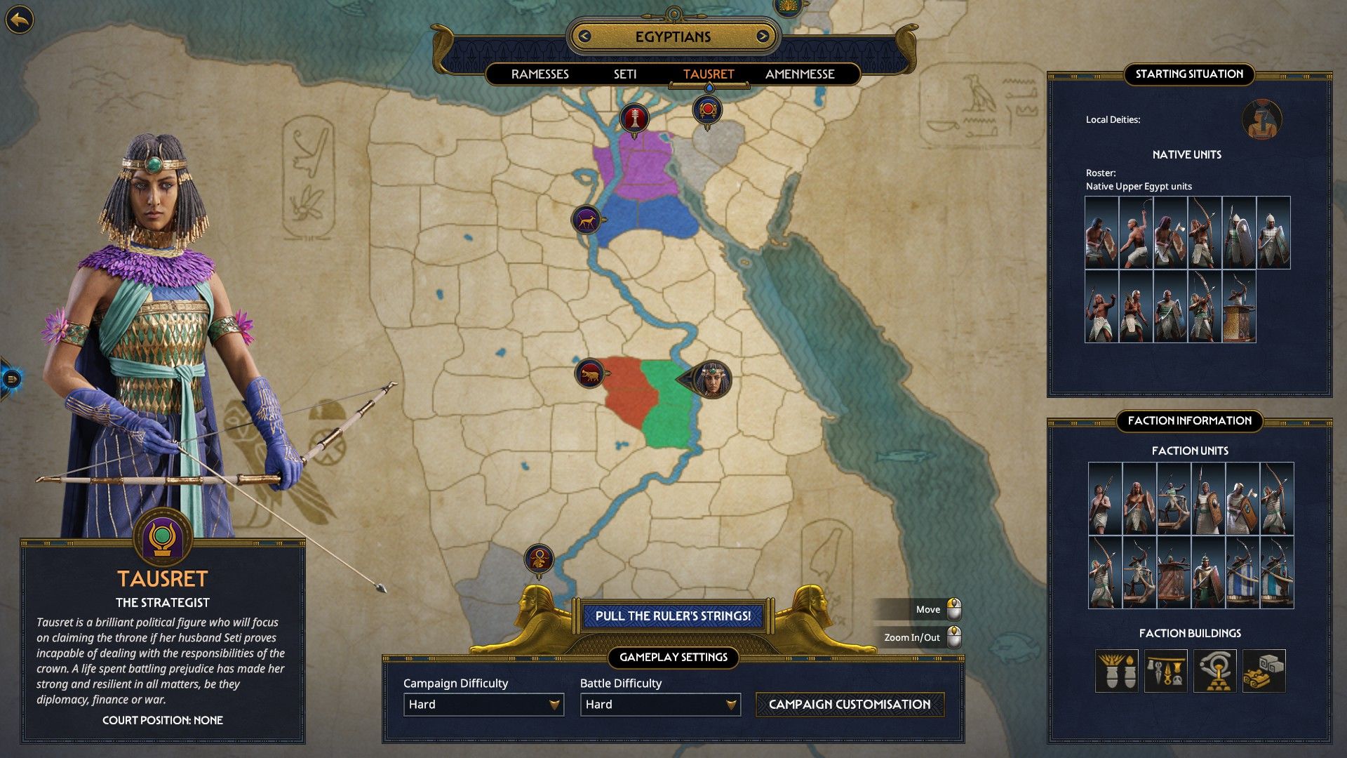 Tausret's starting position in Total War: Pharaoh