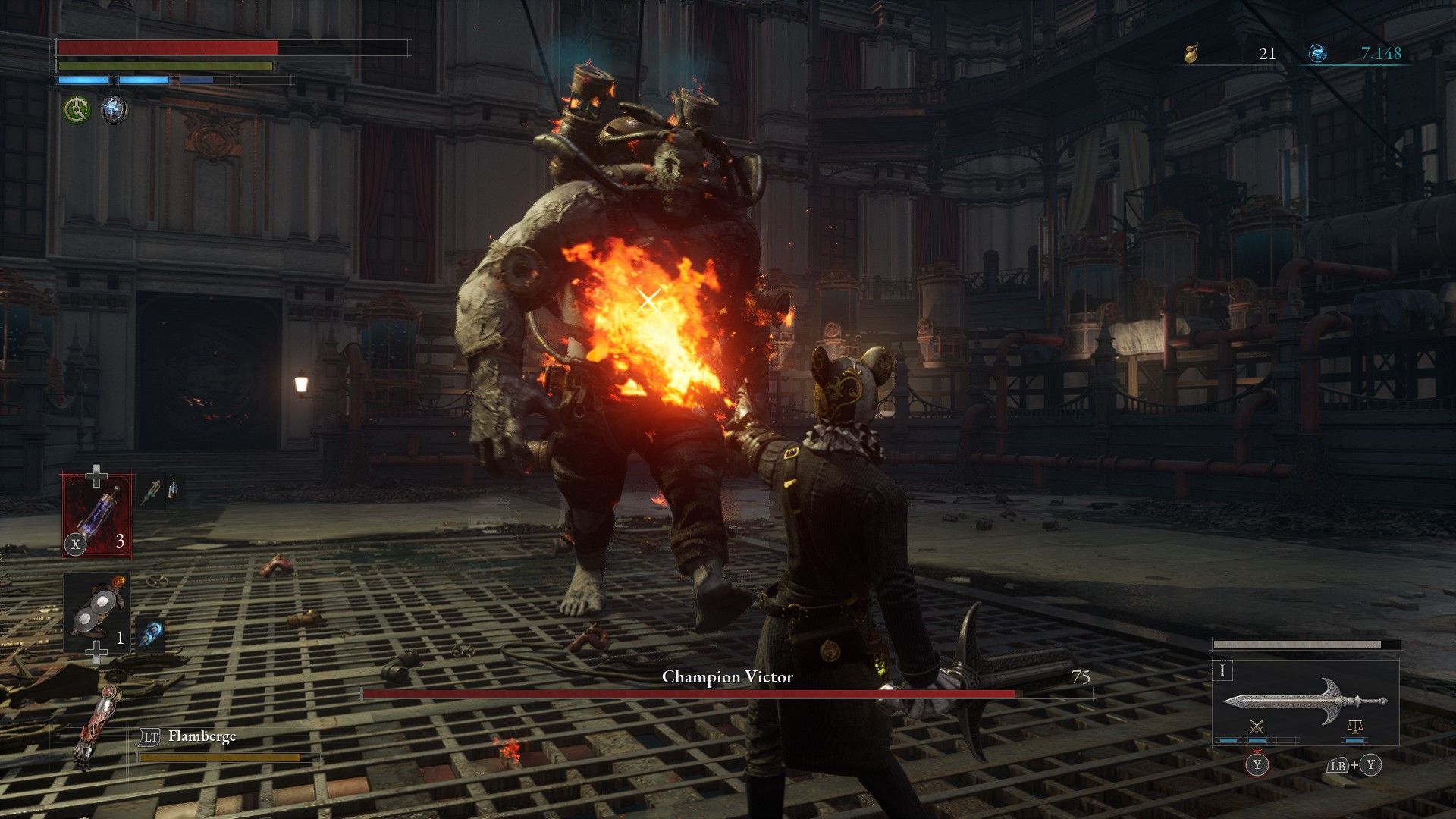 P uses Flamberge on Champion Victor in Lies of P
