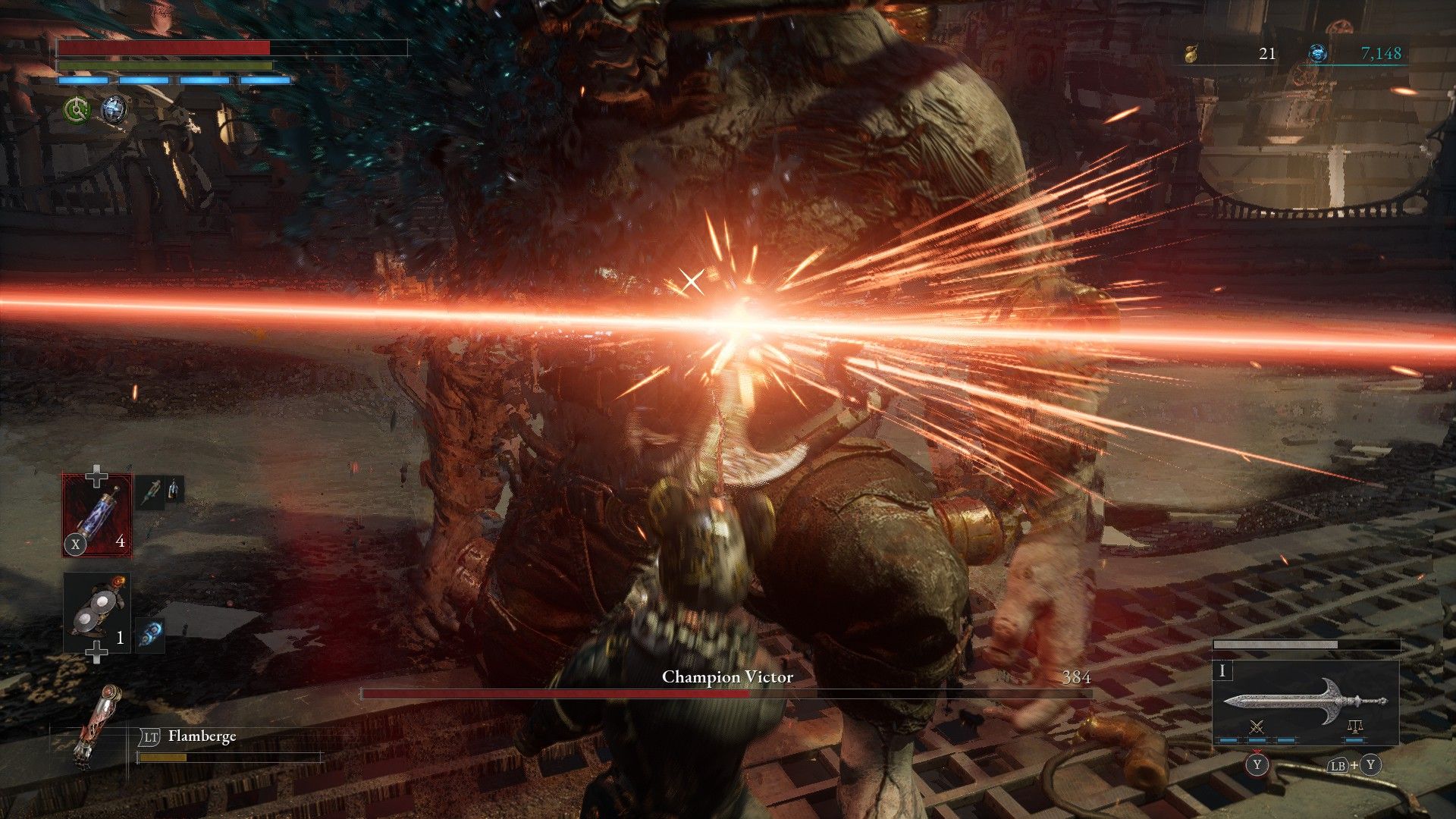 Motivity P Slashes Staggered Victor with Holy Greatsword of the Ark in Lies of P