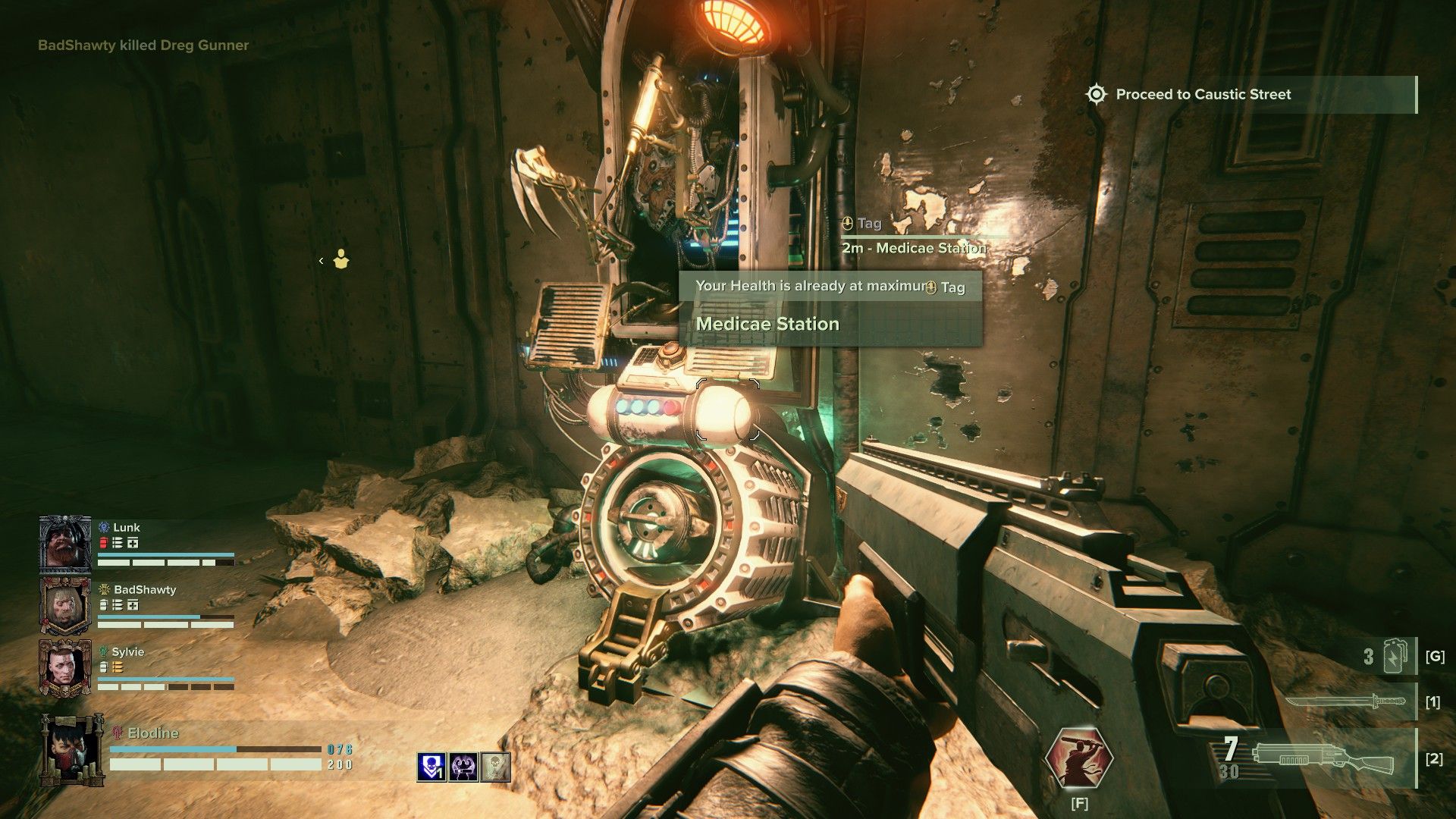 a player wielding a shotgun approaches a medicae station in warhammer 40,000: darktide