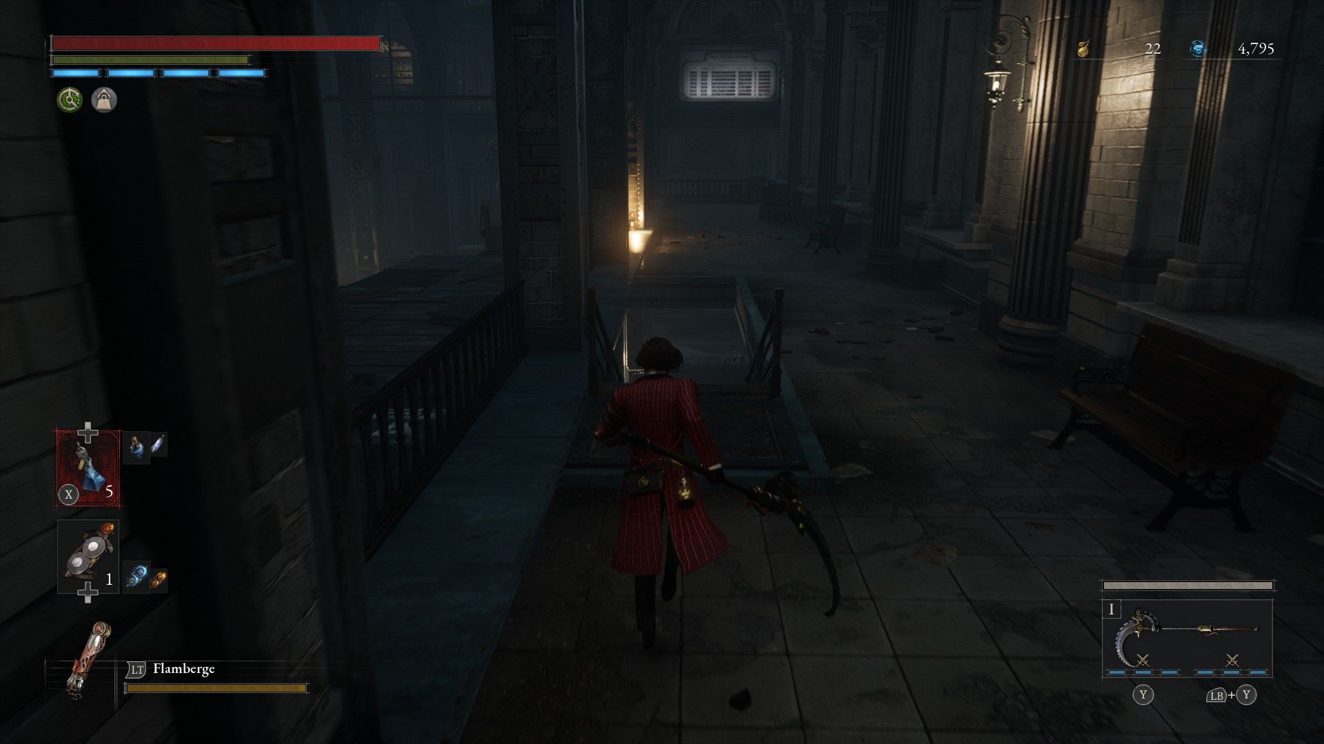 P heads for the stairs to Atkinson in Krat Central Station in Lies of P