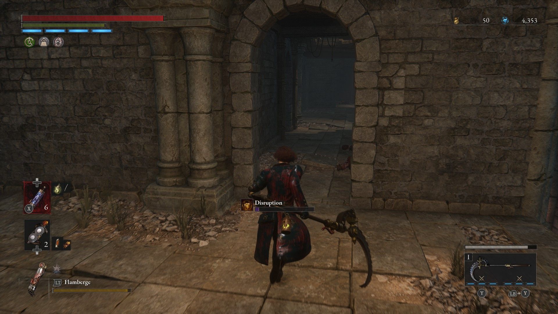 P defeats Disruption dog and rapid fire carcass and runs down left hall Outer Wall in Lies of P