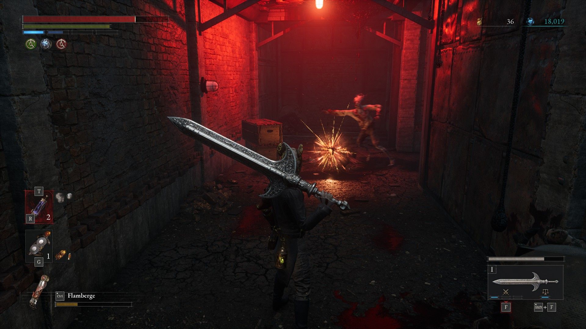 P stands and watches carcass fight torso puppet while leaving Barren Swamp in Lies of P