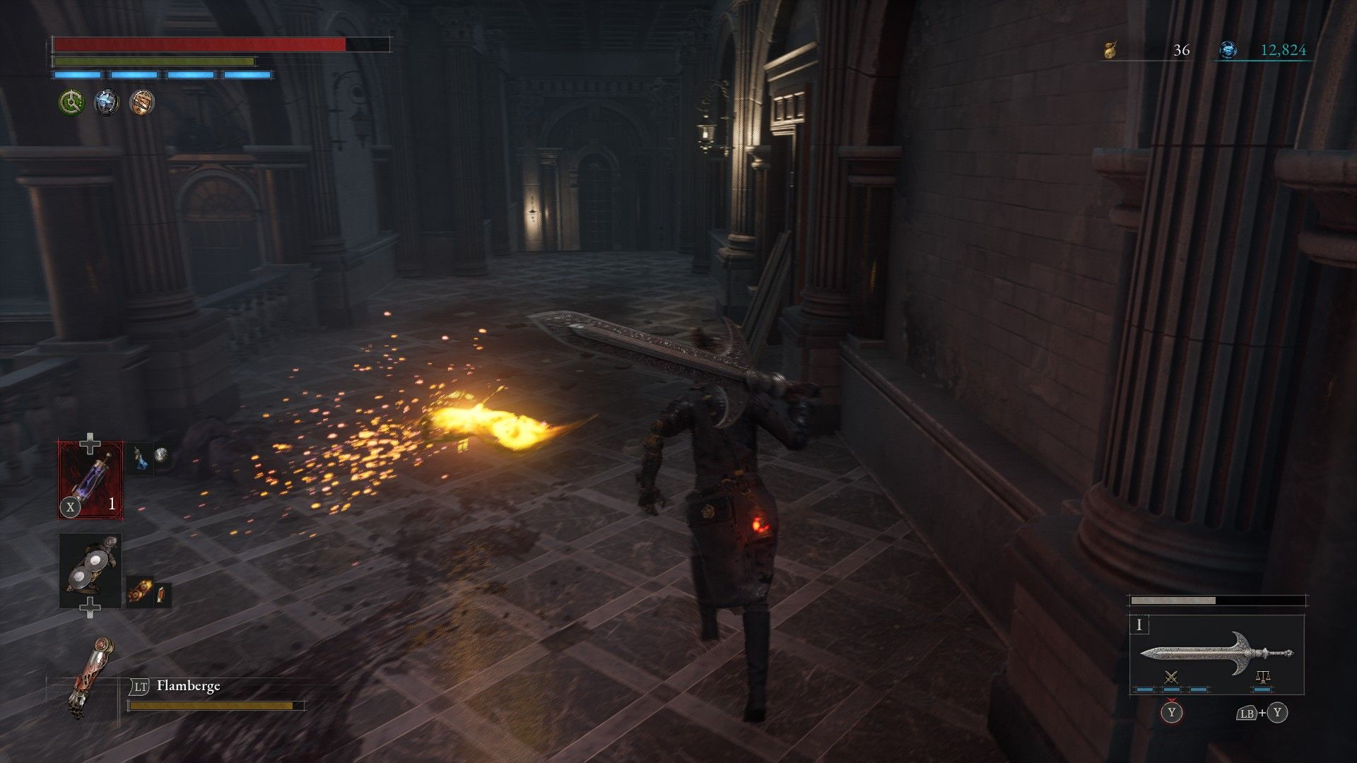P runs toward golden Dimensional Butterfly on way out of Krat Central Station in Lies of P