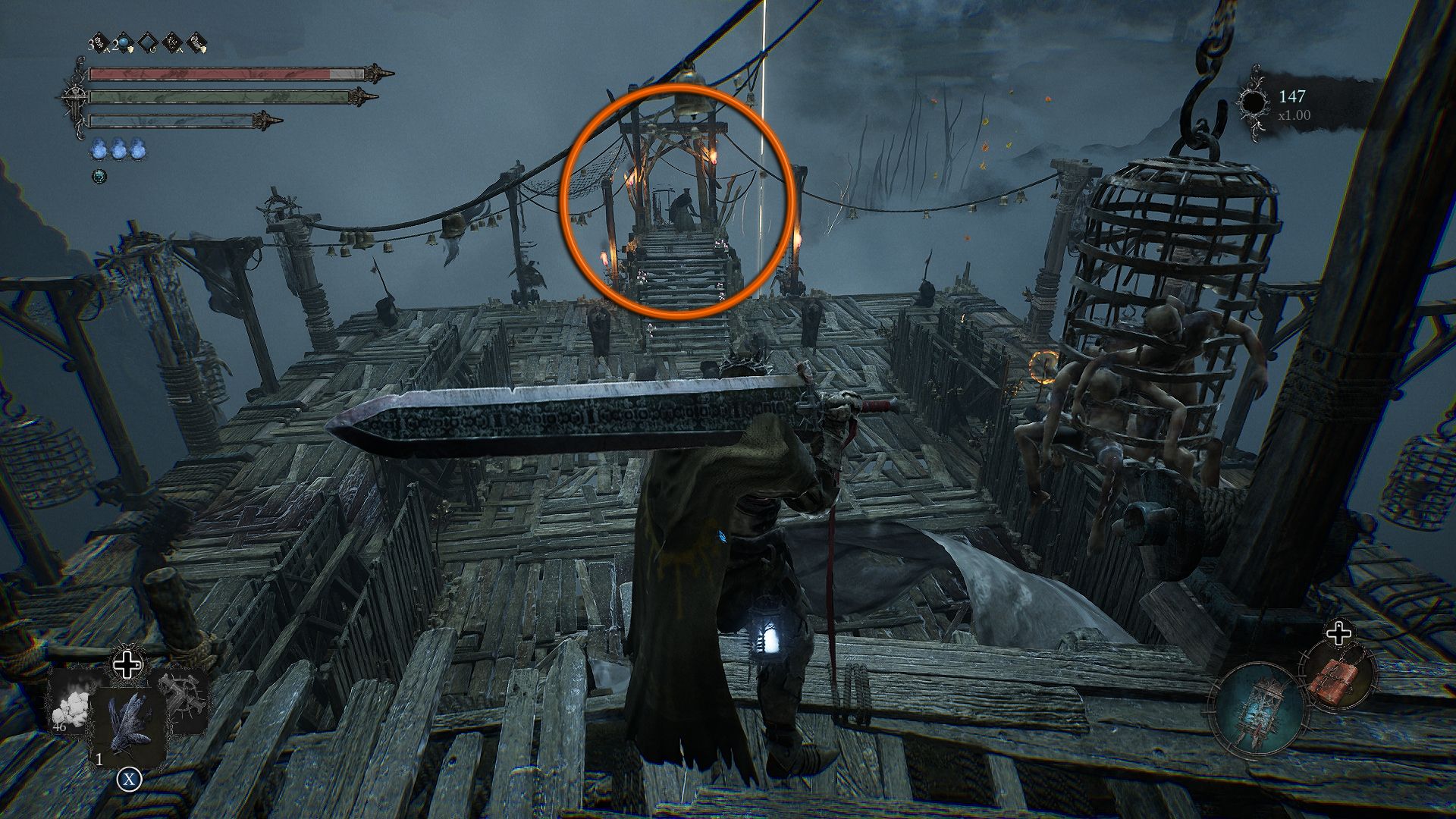 A circle showing the location of the Hallowed Sentinel Scripture Lords of the Fallen