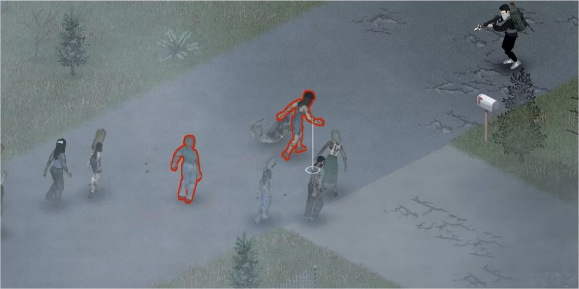 A Survivor Takes Out Zombies With a M16 Rifle In Project Zomboid
