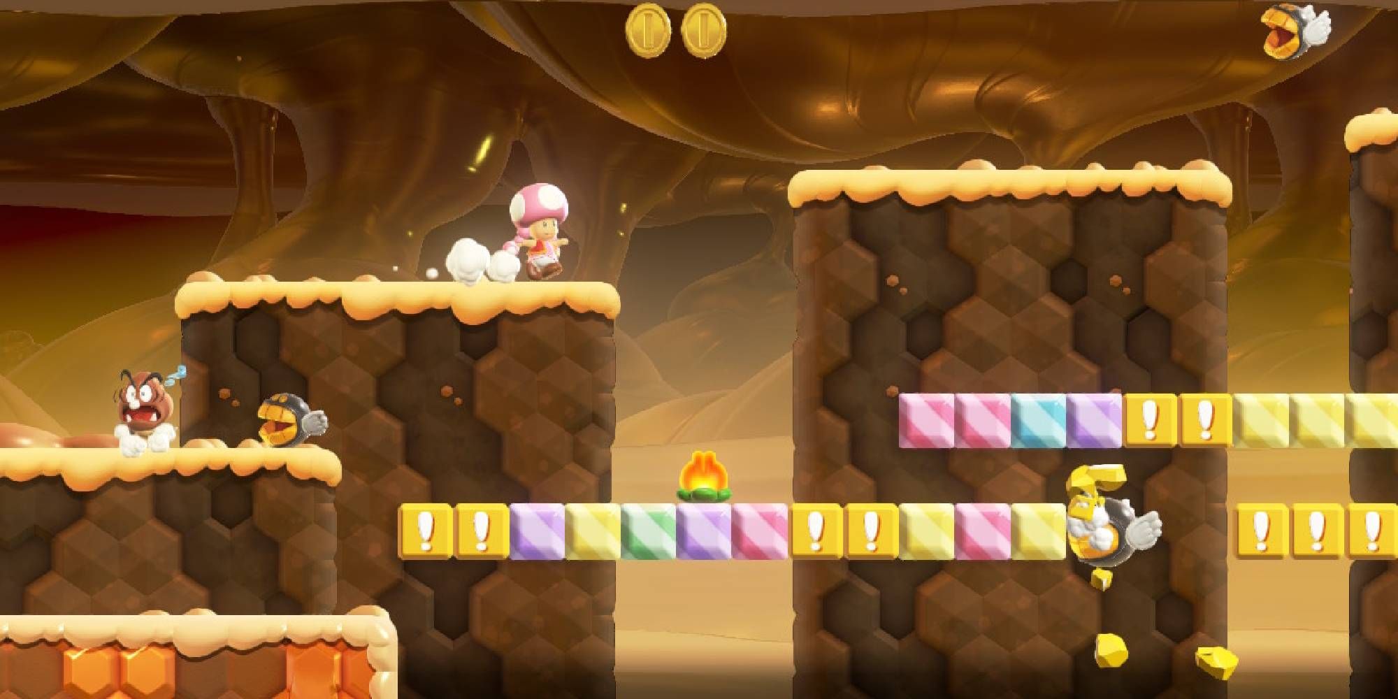toadette surrounded by granshers and extra blocks