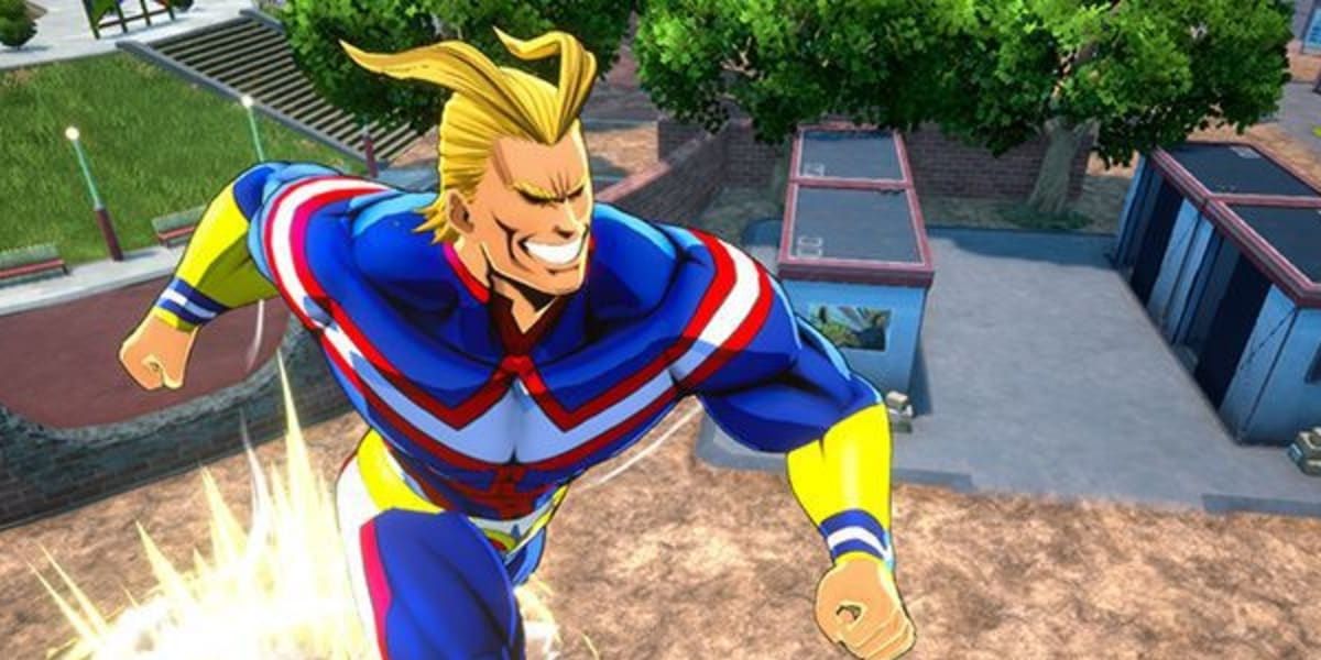 All Might jumps into the air