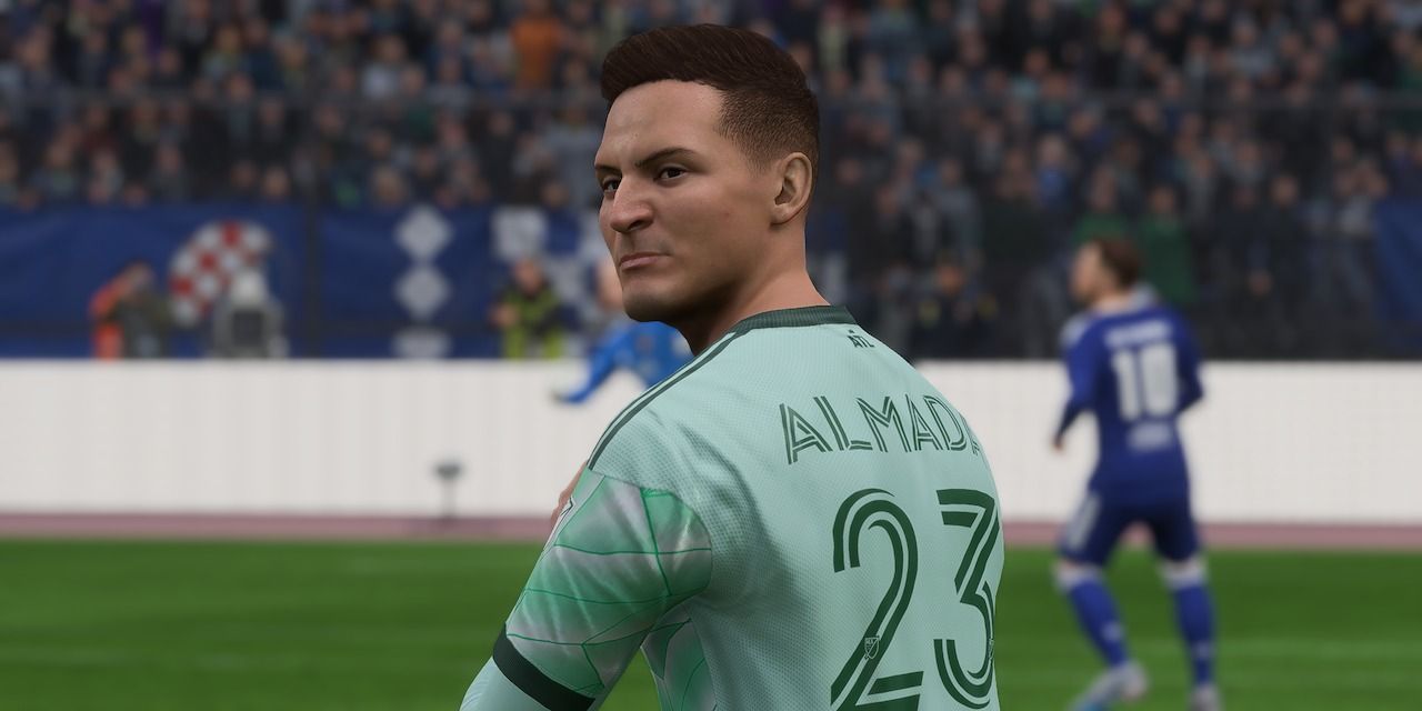 Close up of Thiago Almada playingfor Atlanta United in FIFA EA Sports FC