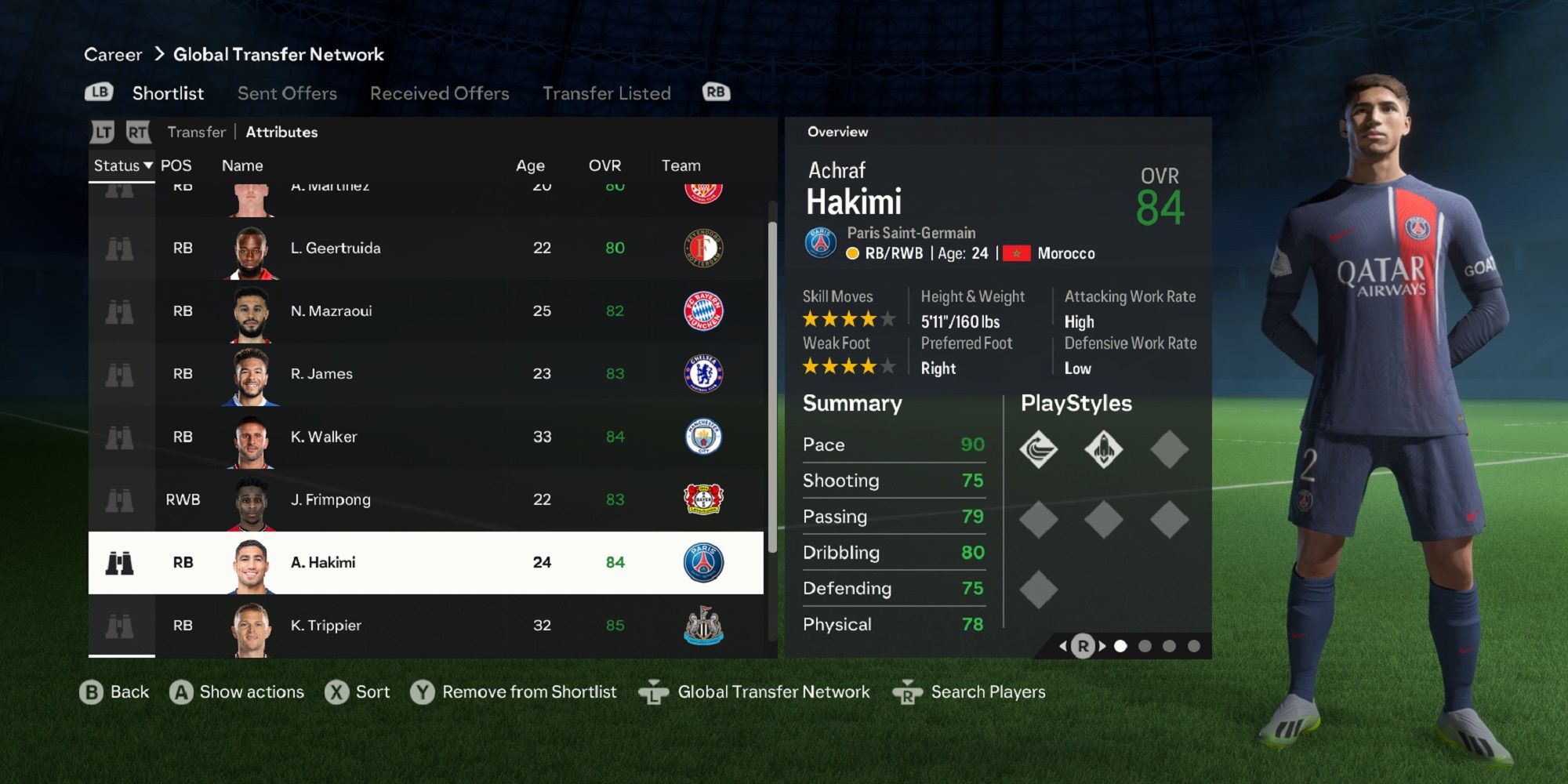 An image of Achraf Hakimi in EA Sports FC 24