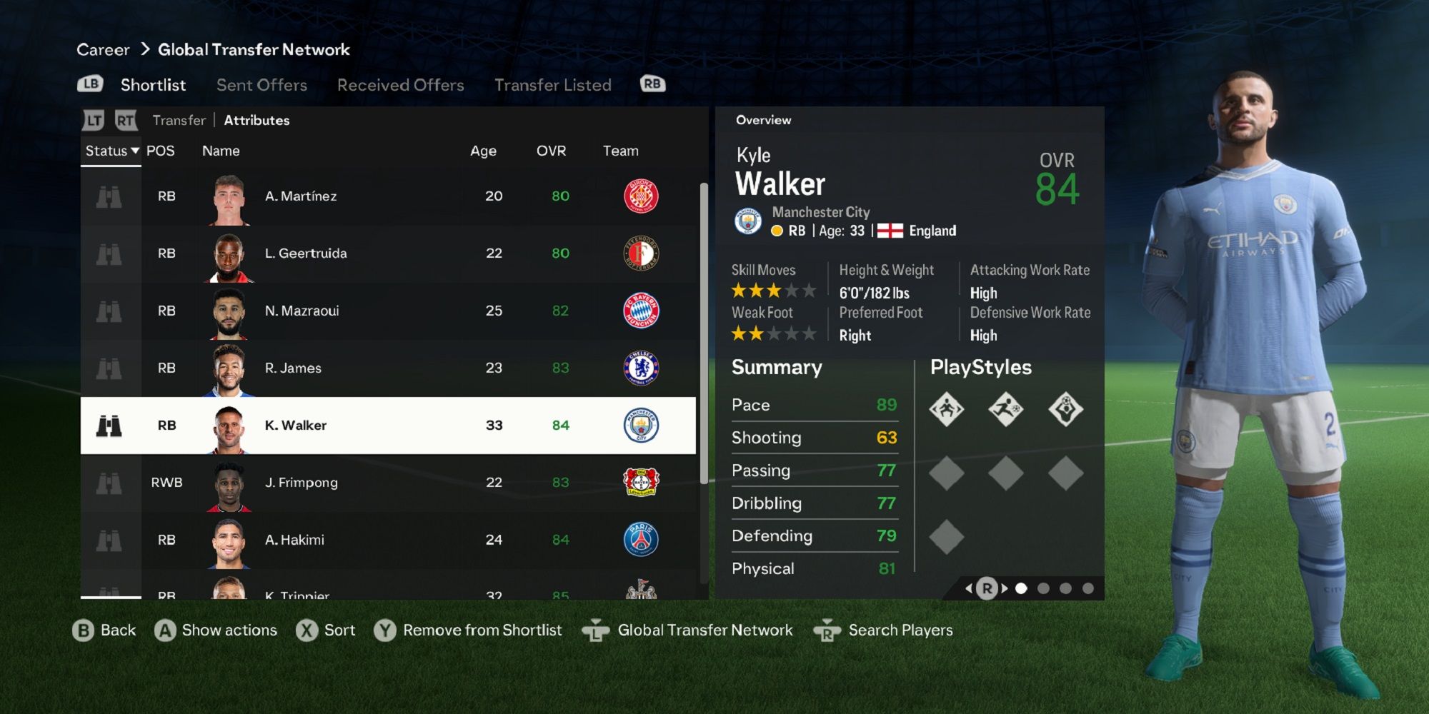 An image of Kyle Walker in EA Sports FC 24