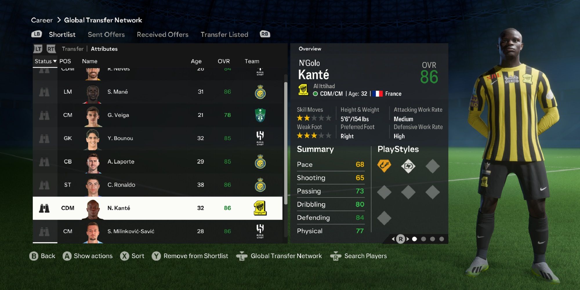 An image of N'Golo Kante in EA Sports FC 24