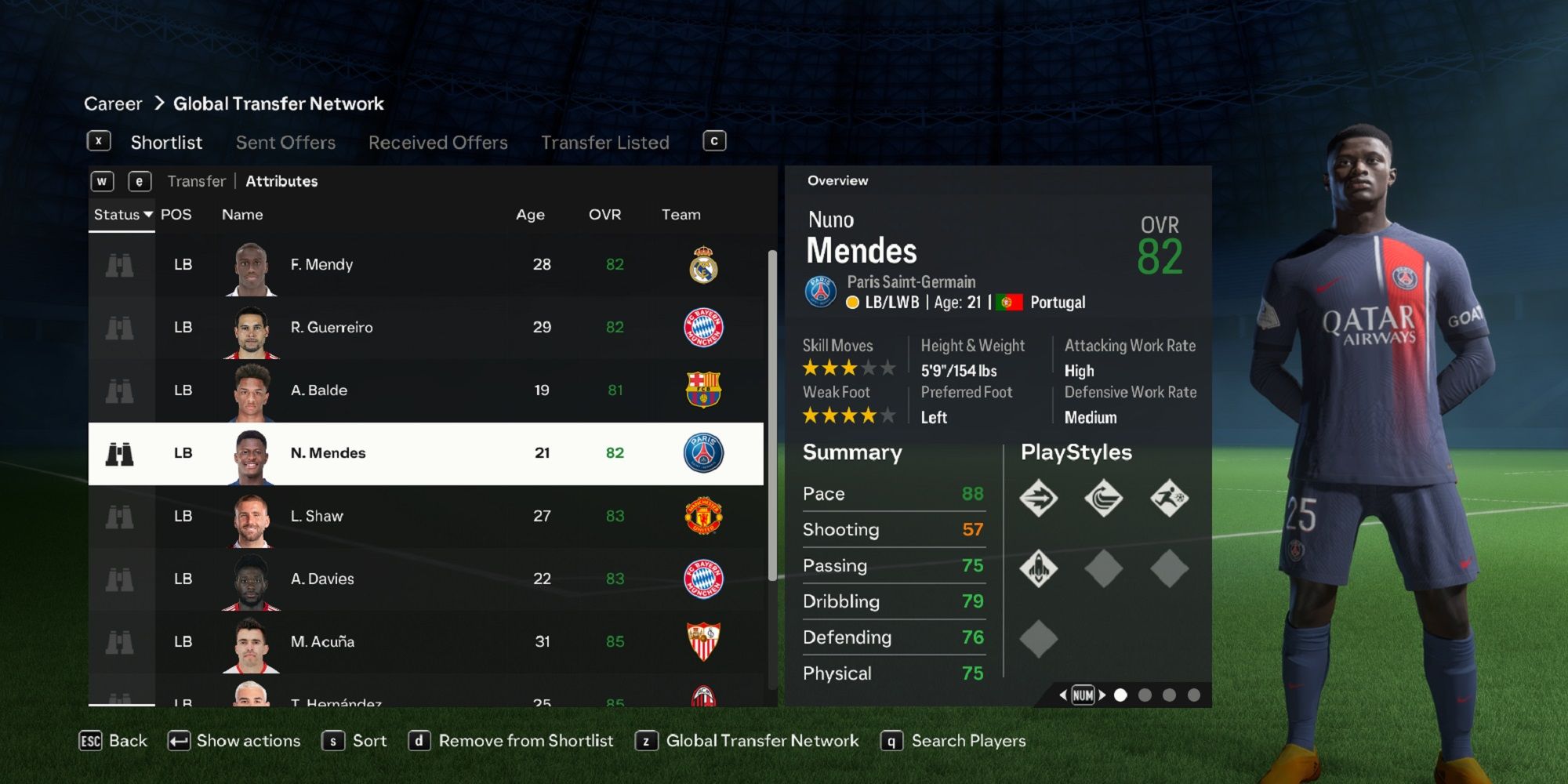 An image of Nuno Mendes in EA Sports FC 24