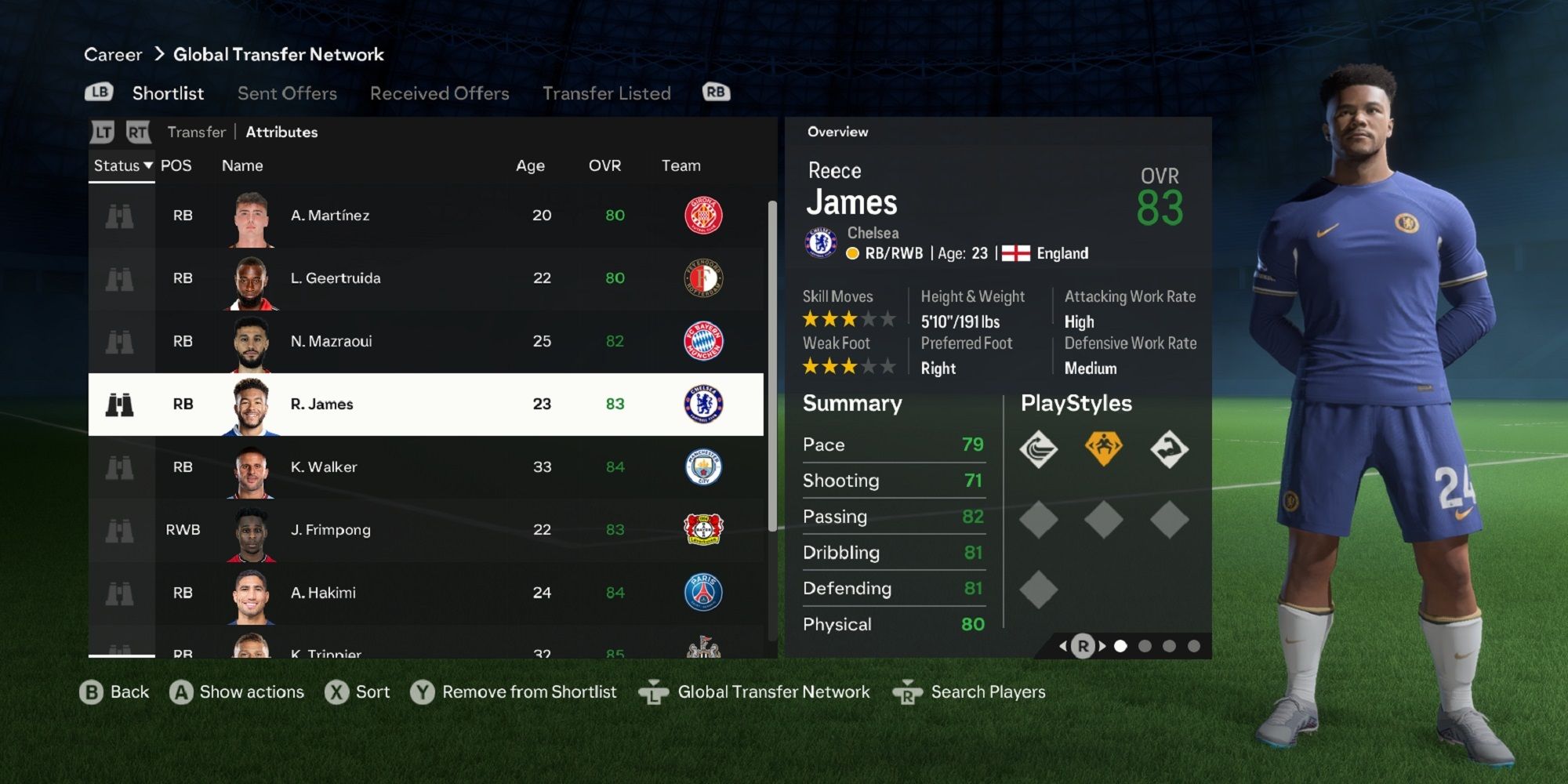 An image of Reece James in EA Sports FC 24