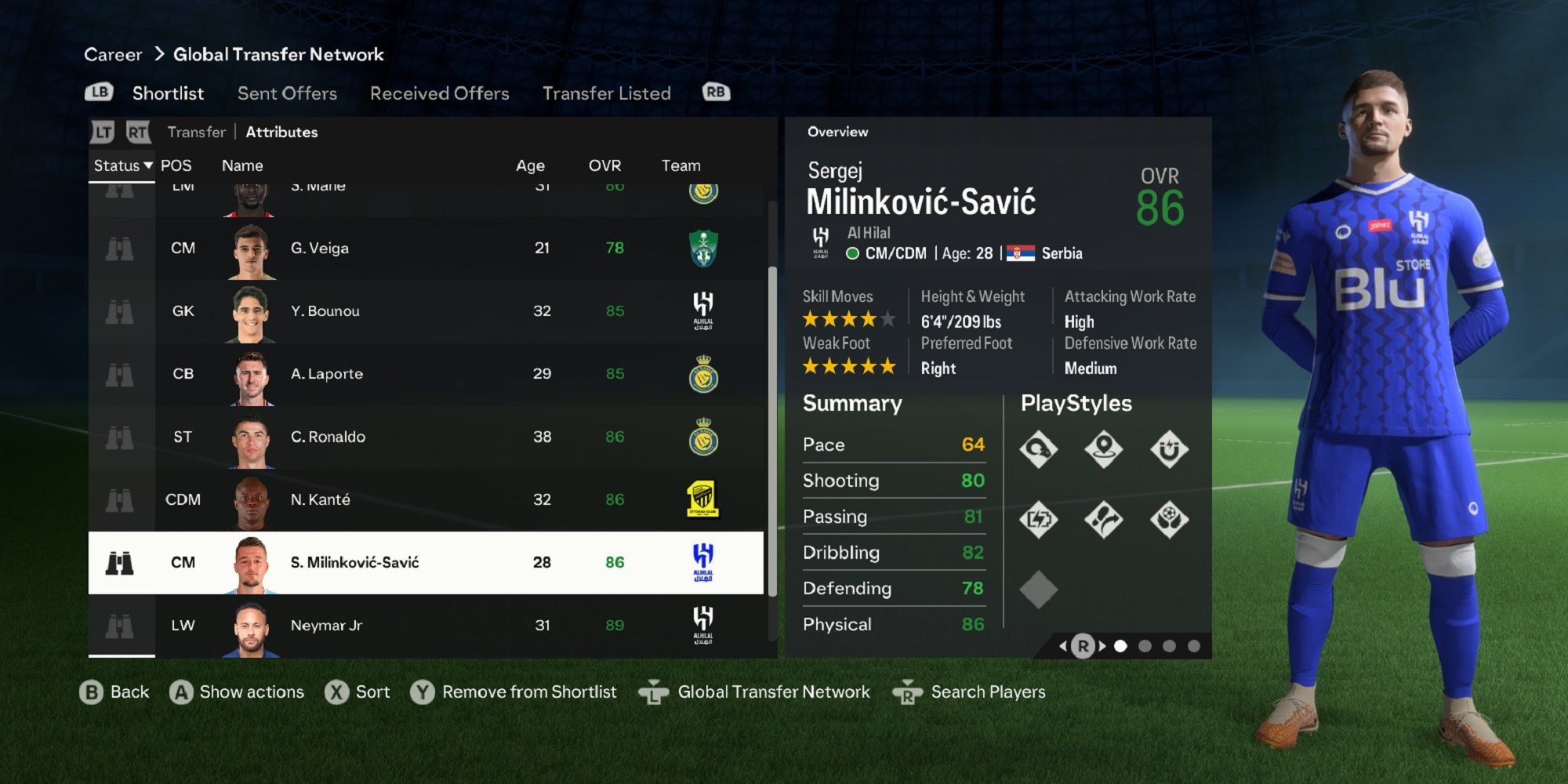 An image of Sergej Milinkovic-Savic in EA Sports FC 24