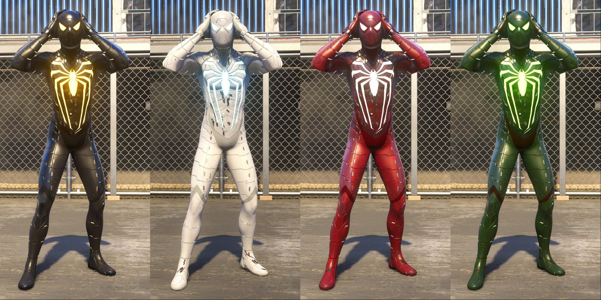 The Anti-Ock suit and its different styles from Marvel's Spider-Man 2