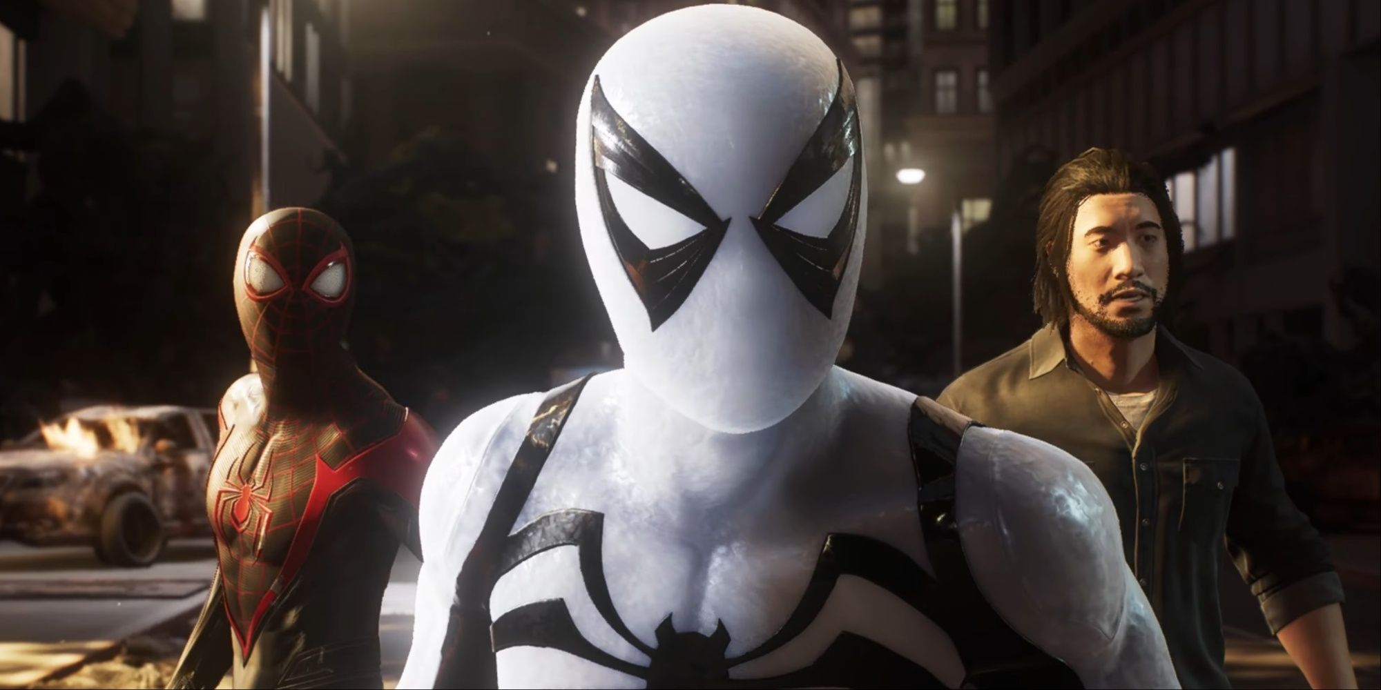 Miles, Peter, and Martin Li in Marvel's Spider-Man 2