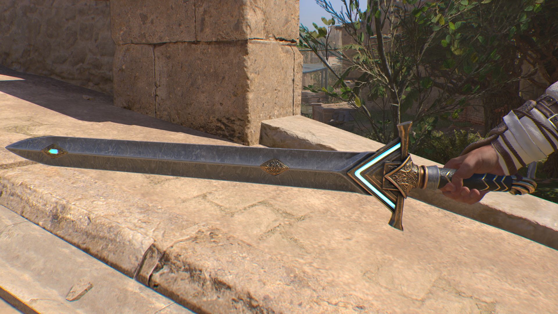 Assassin's Creed Mirage, Up close shot of the Shamshir-e Zomorrodnegar Sword