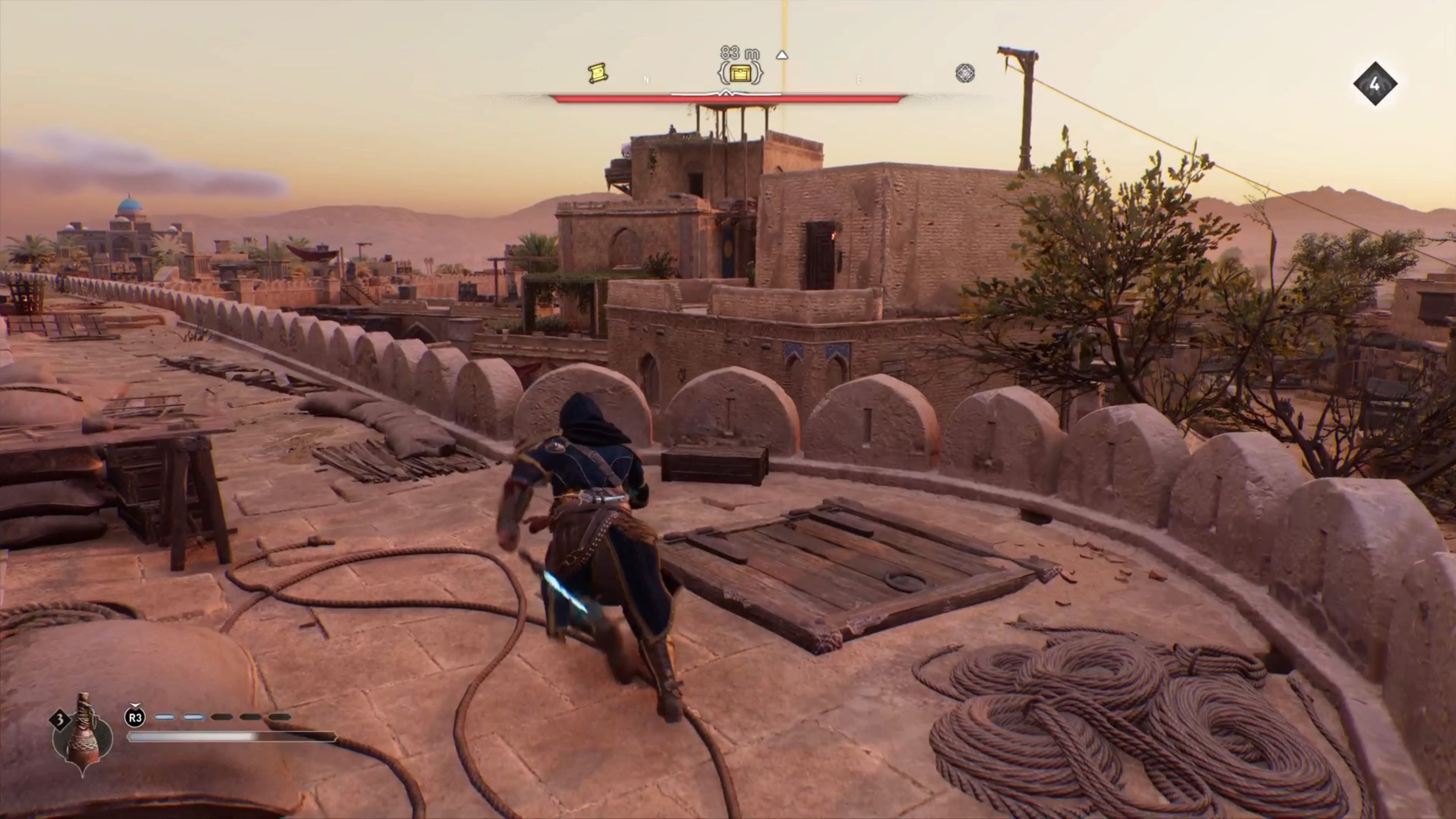 Basim approaching Qasr Salih chest location in Assassin's Creed Mirage