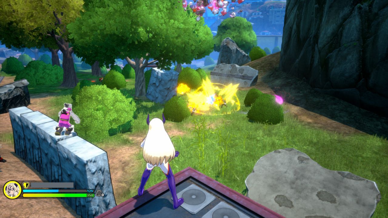 A chaotic battlefield full of flashy quirks in front of Mt. Lady.