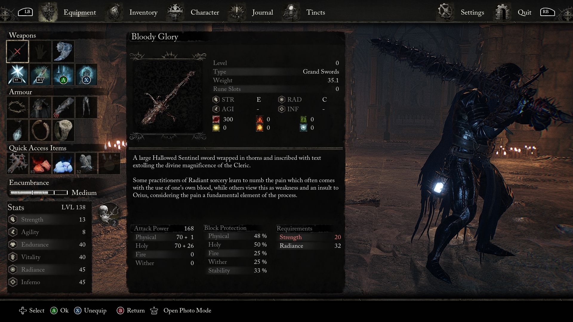 Bloody Glory item description lords of the fallen