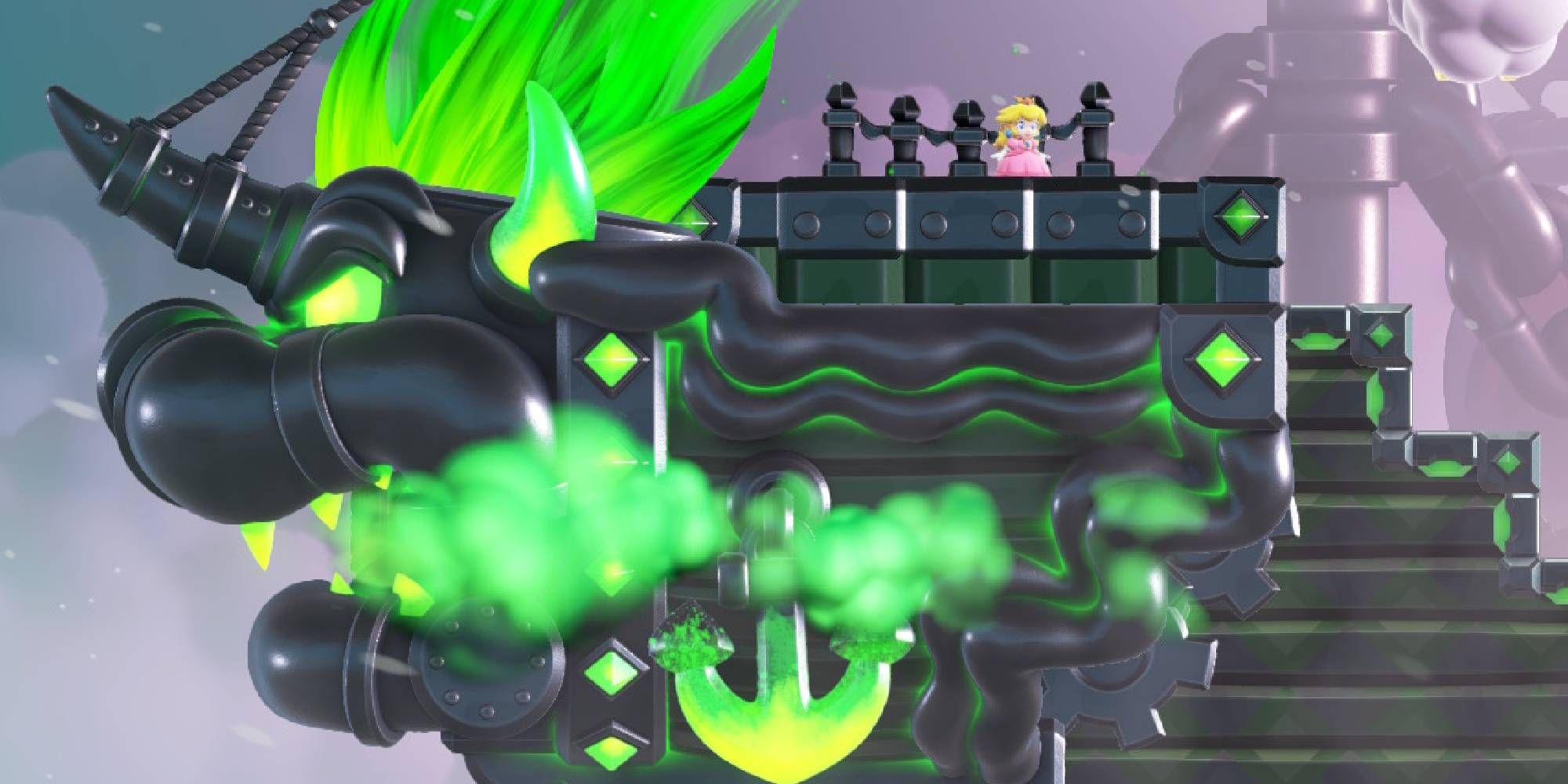 super mario wonder peach fluff puff peaks flying battleship