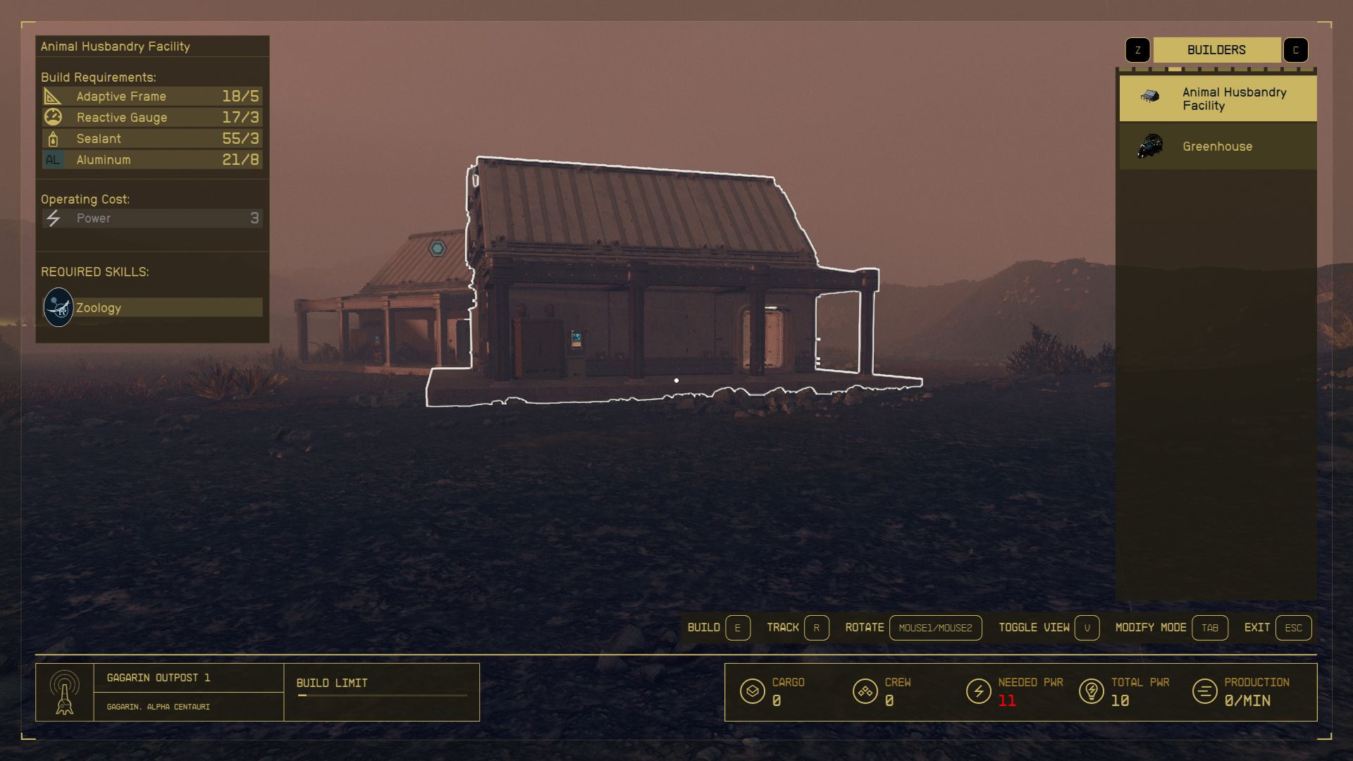 Building an animal husbandry facility in Starfield