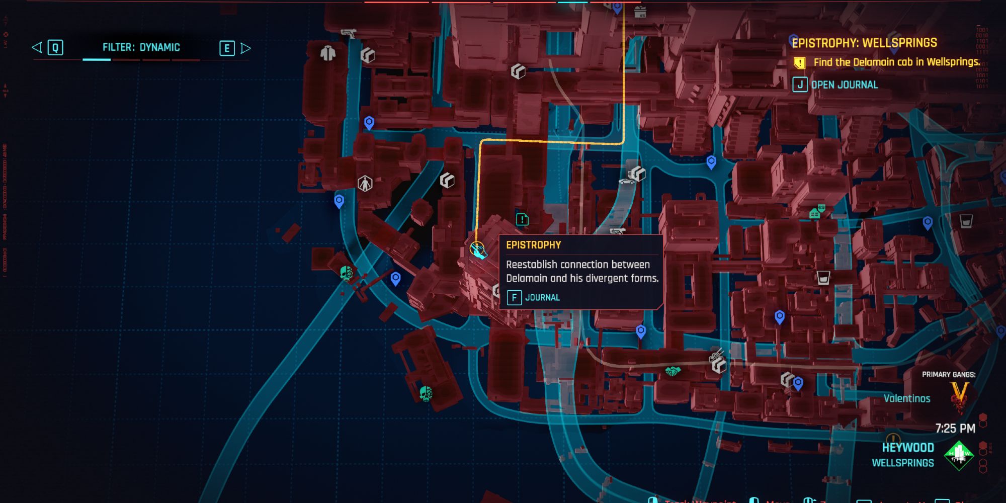 Wellsprings map in Cyberpunk 2077.