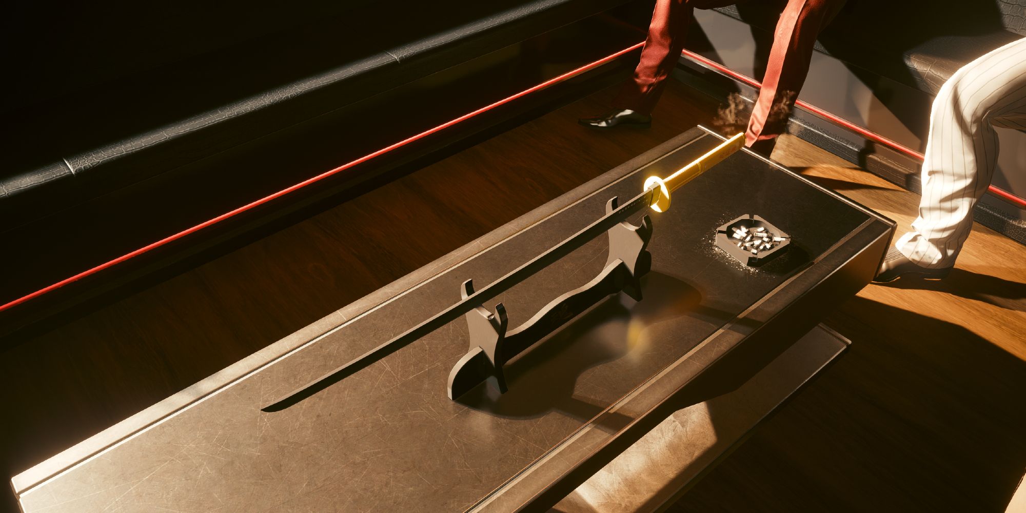 Tsumetogi Iconic weapon sitting in a table in Cyberpunk 2077.