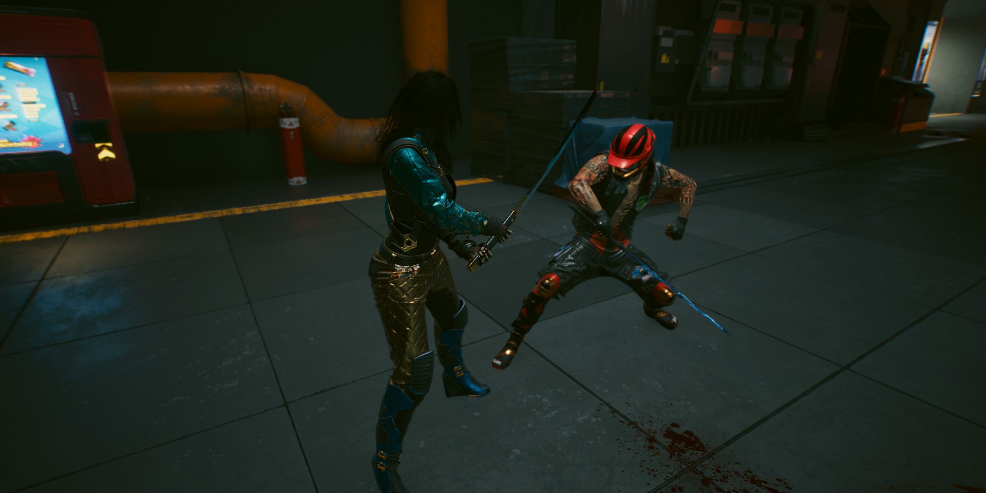 V fighting the Phantom Of Night City in Cyberpunk 2077.