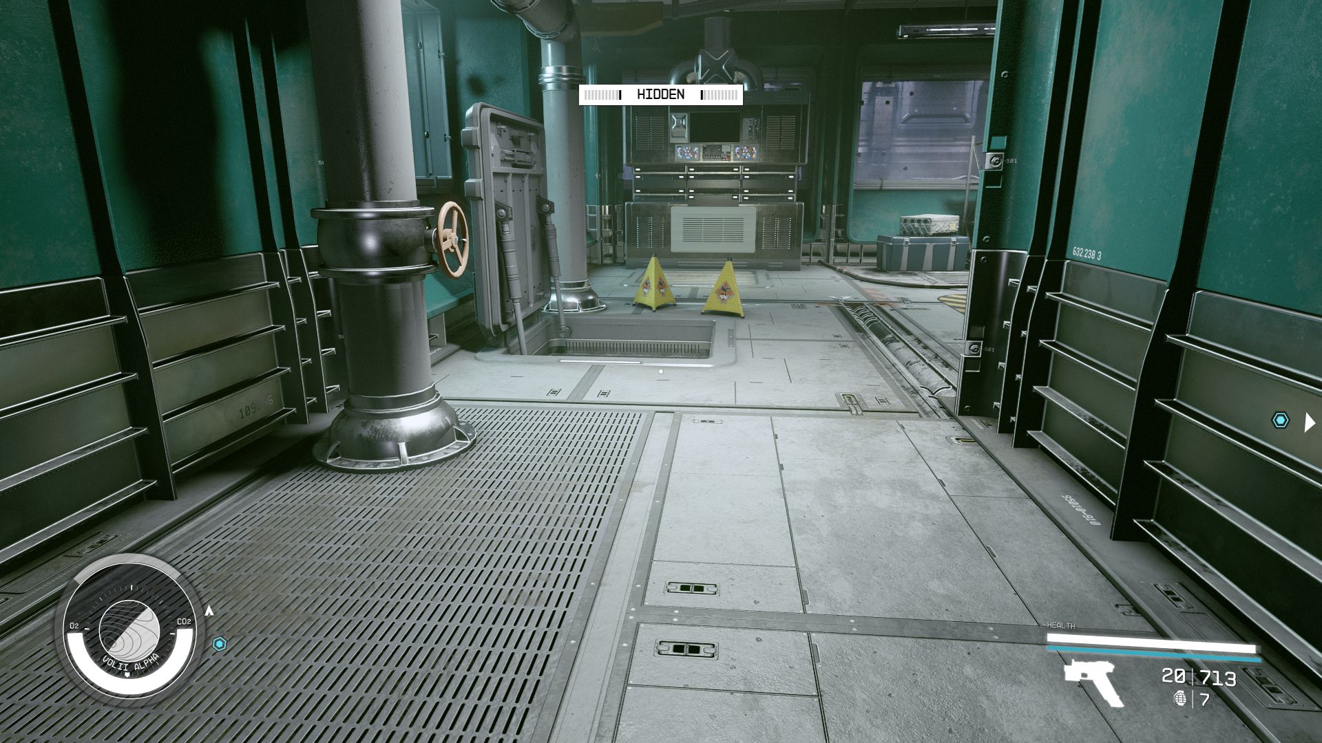 Cautions signs around a hole in the floor at Generdyne in Starfield