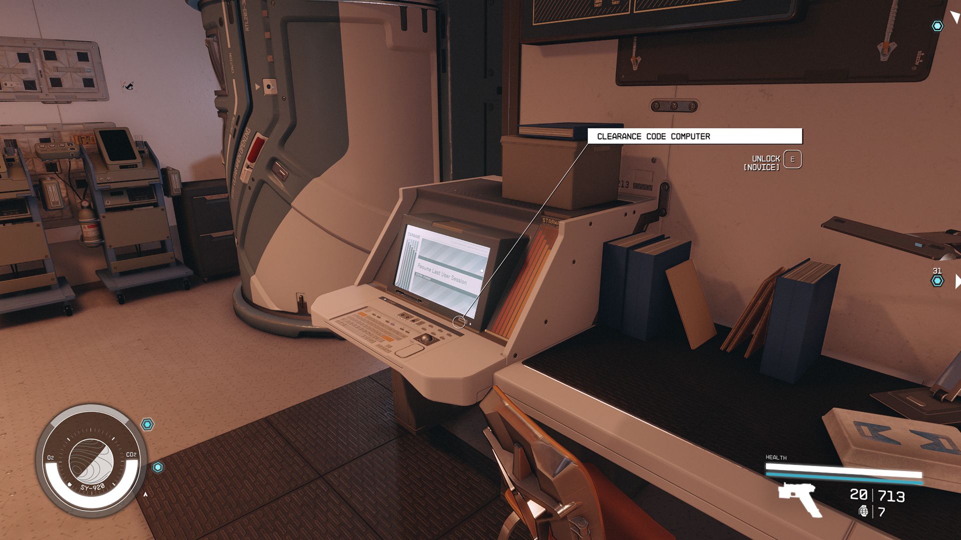 Clearance Code computer in the SY-920 in Starfield