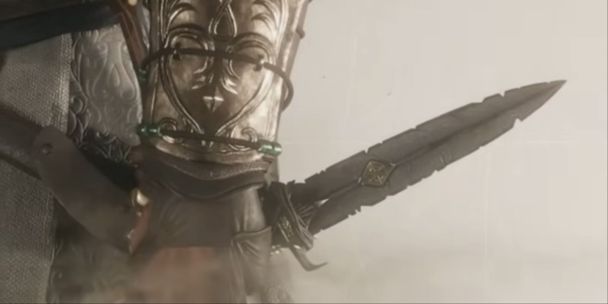 A close-up of Basim holding the Jinn Dagger from the selection menu in AC Mirage's inventory.