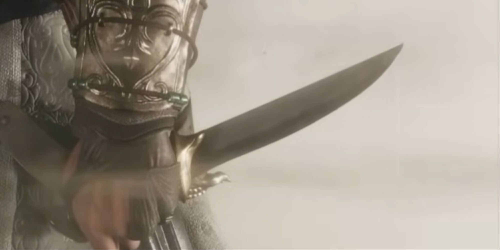 A close-up of Basim holding the Initiate of Alamut Dagger from the selection menu in AC Mirage's inventory.