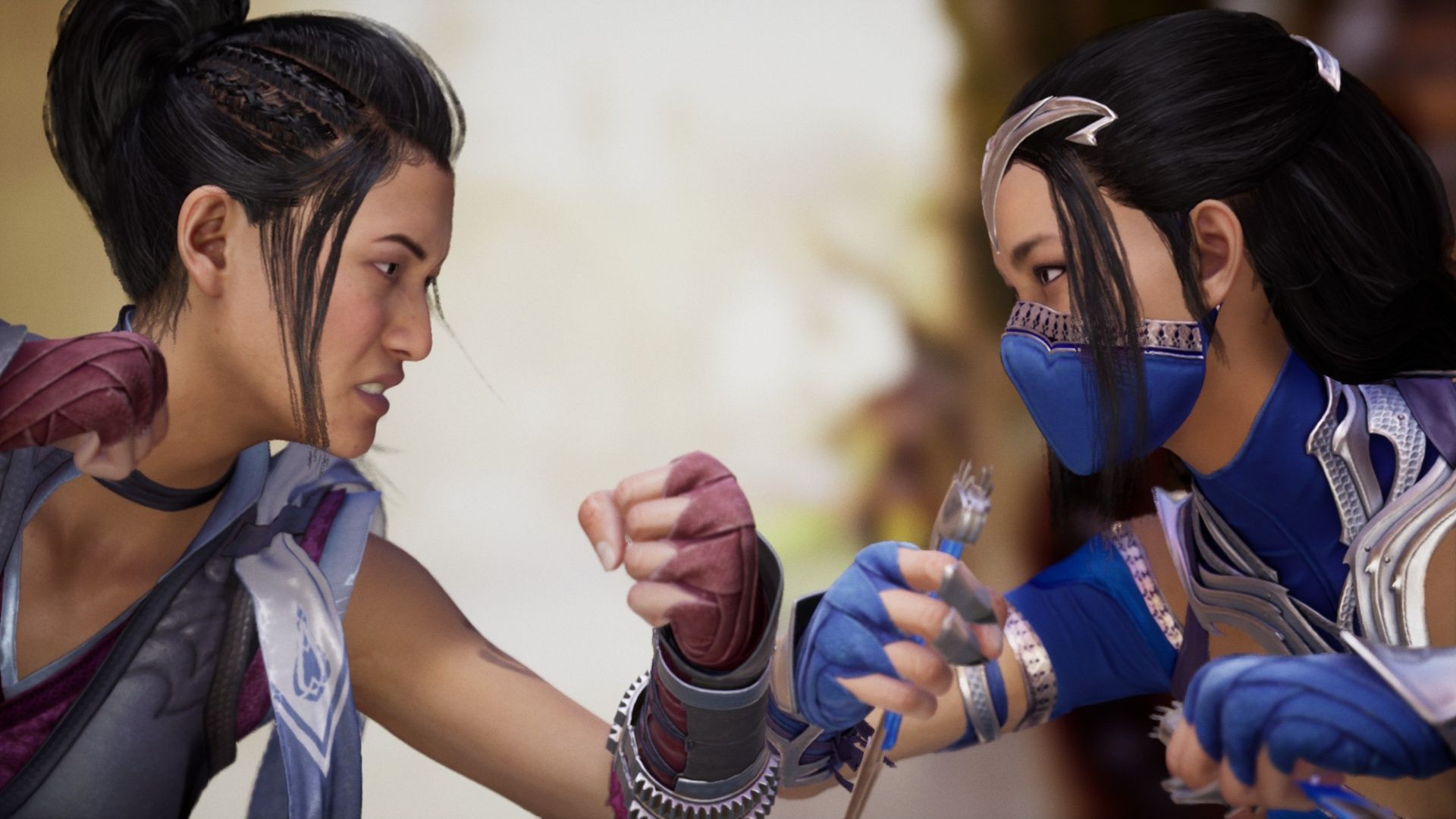 Li Mei and Kitana clashing before a battle in Mortal Kombat 1.
