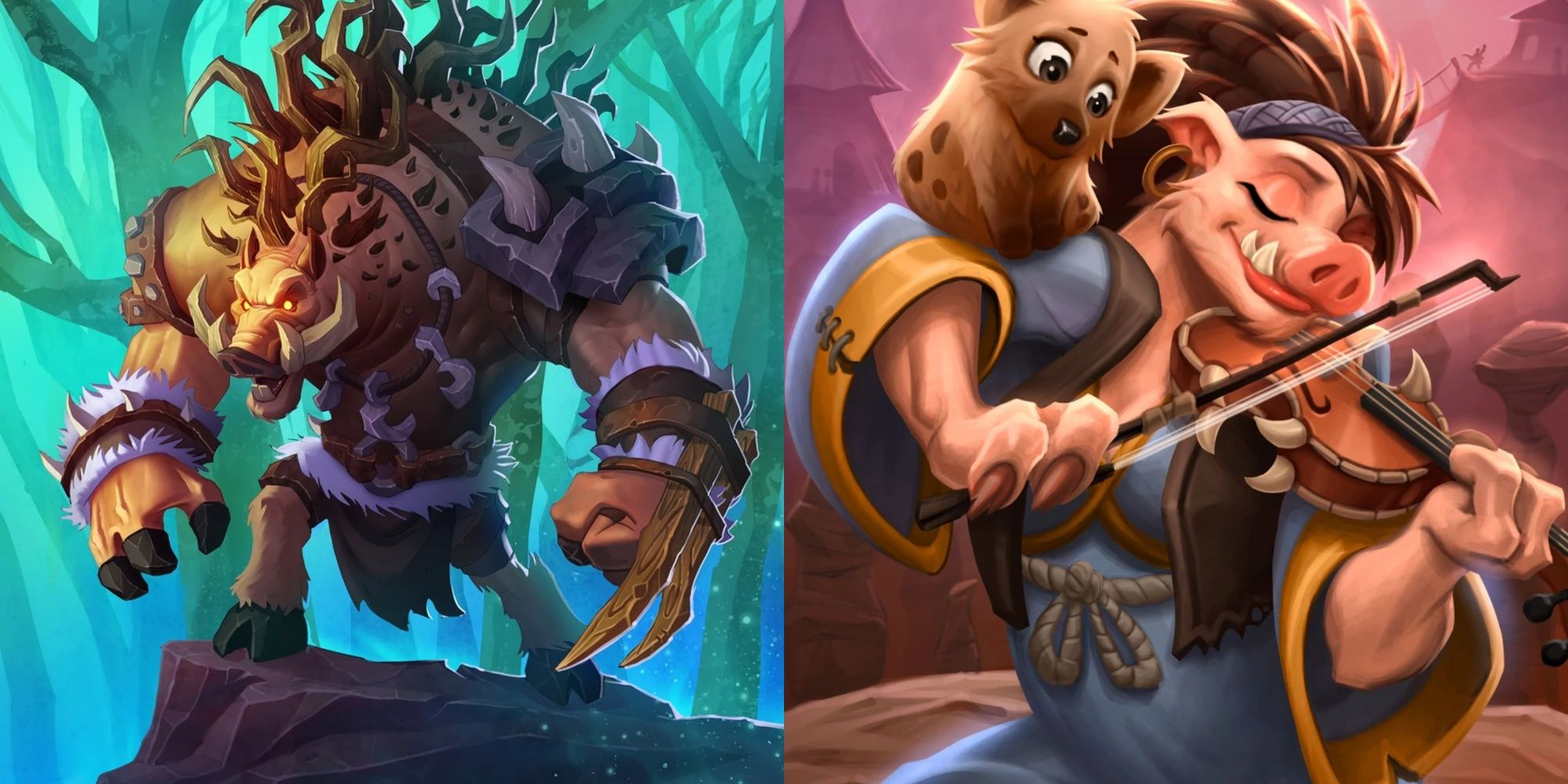 Hench-Clan Thug and Thornmantle Musician Full Art Hearthstone