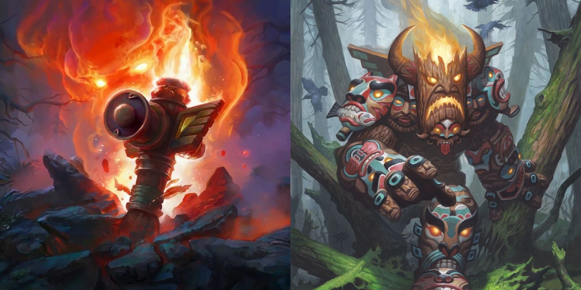 Flametongue Totem and Totem Golem Hearthstone Full Art