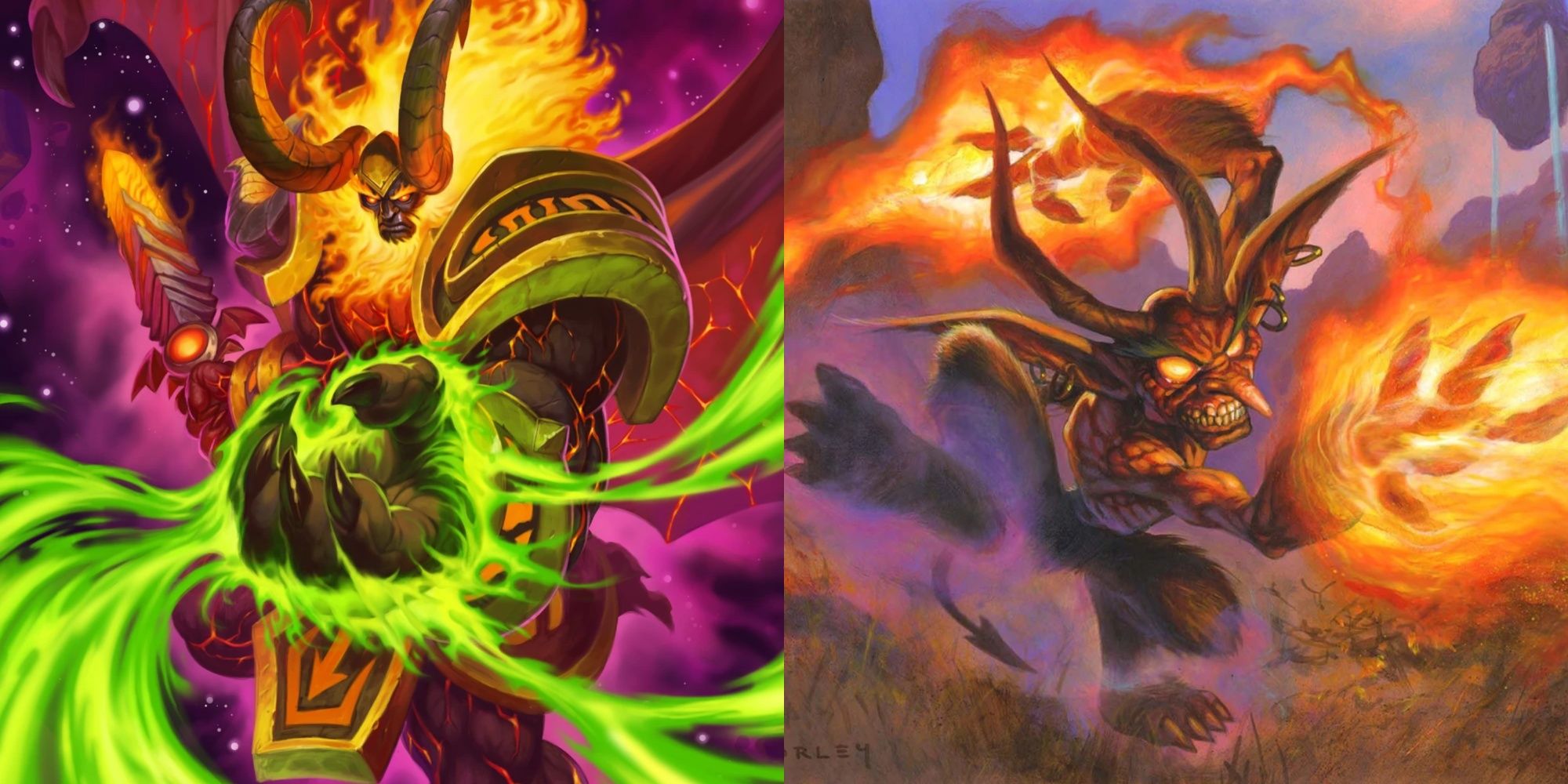 Sargeras, the Destroyer and Flame Imp Hearthstone Full Art