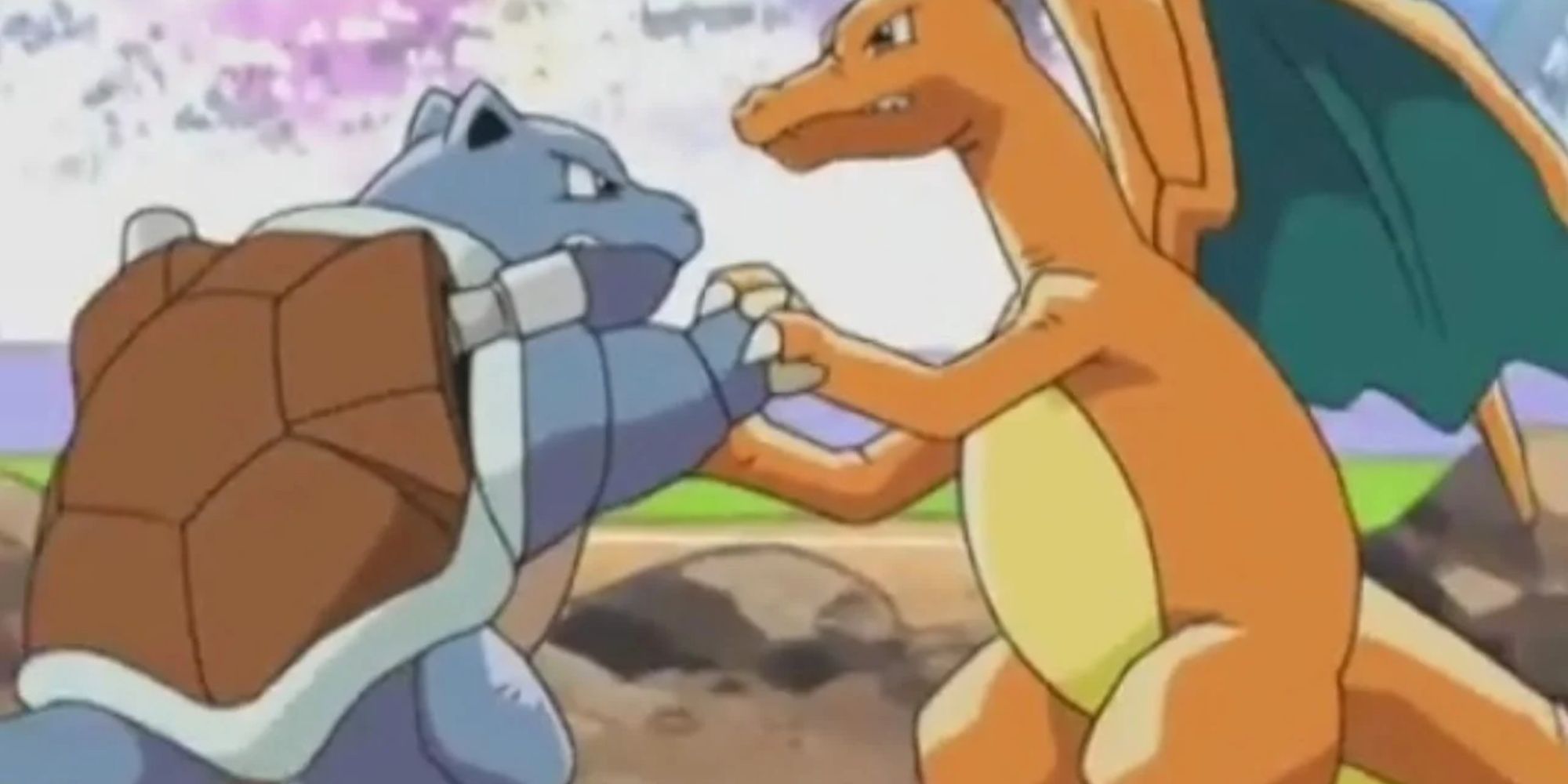 Charizard Locked In A Grapple With Blastoise