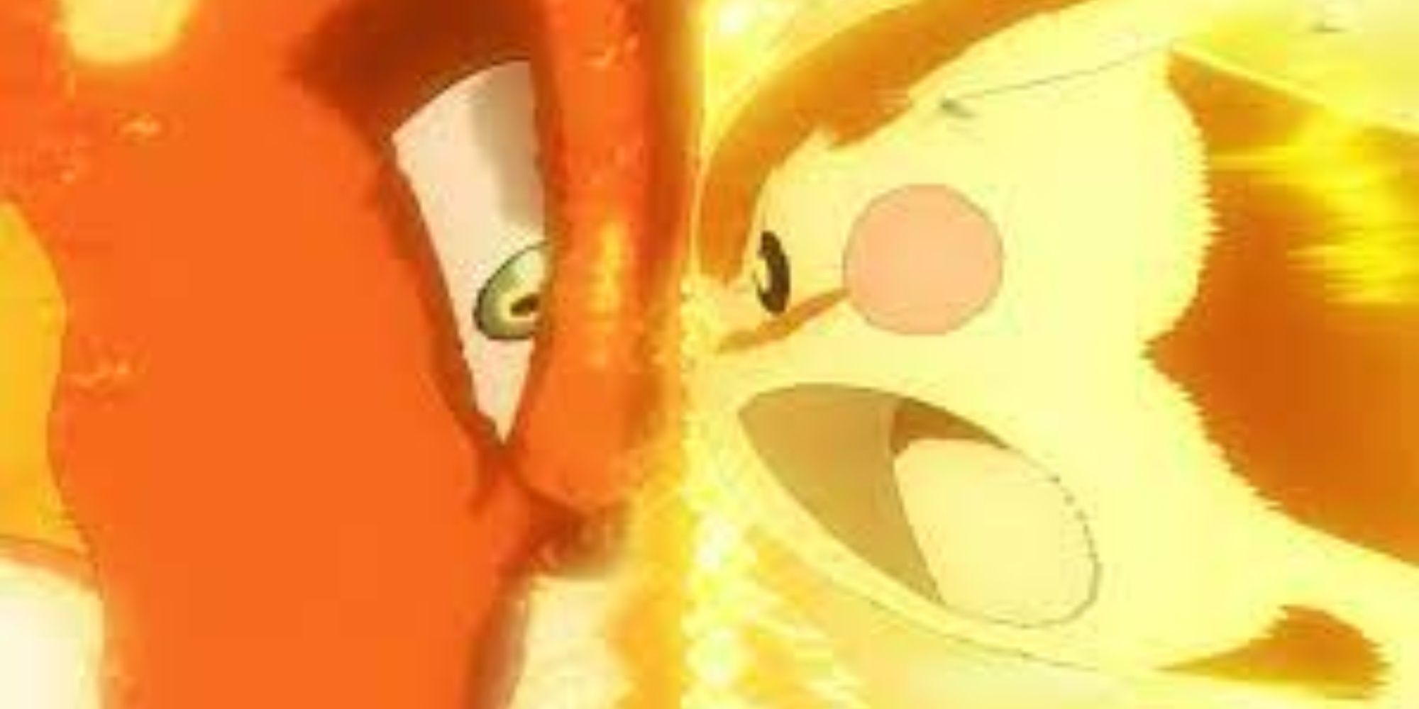 Pikachu And Charizard Charging At Each Other While Surrounded By Auras